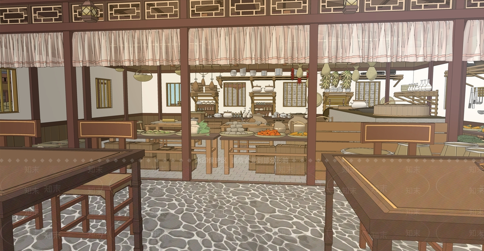 中式厨房SU模型下载【ID:1147731947】