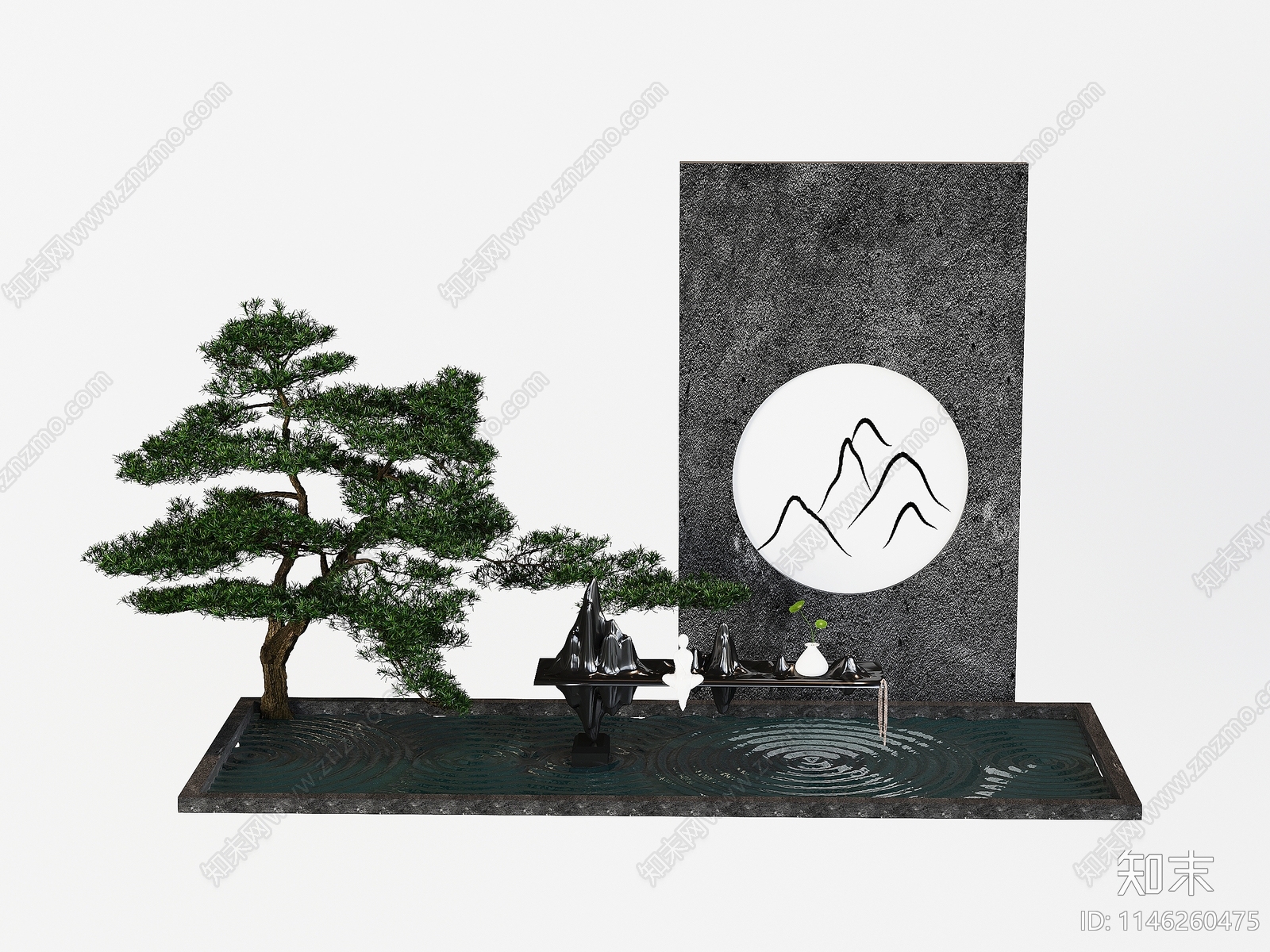 新中式假山水景3D模型下载【ID:1146260475】