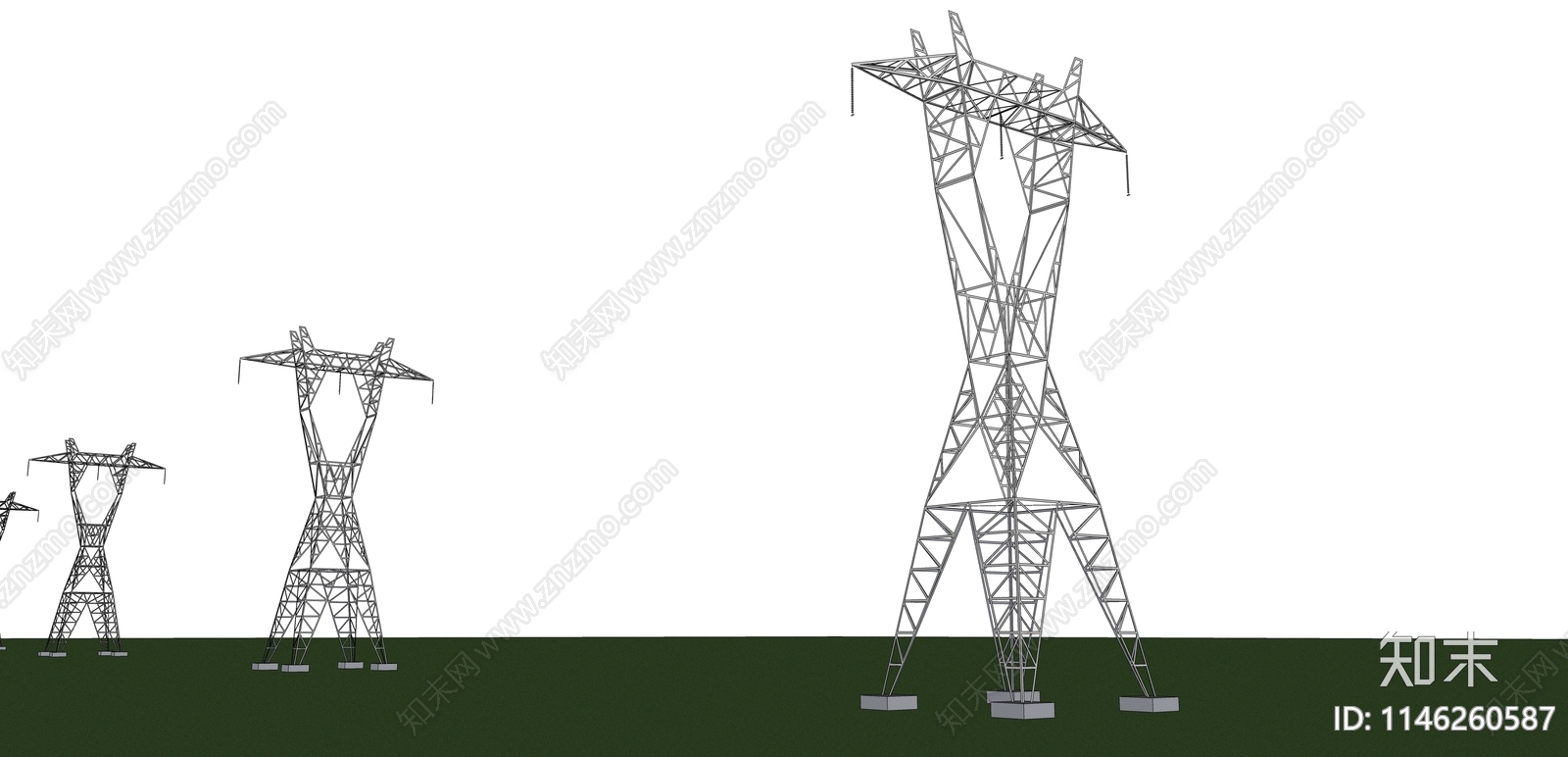 高压线塔铁塔SU模型下载【ID:1146260587】