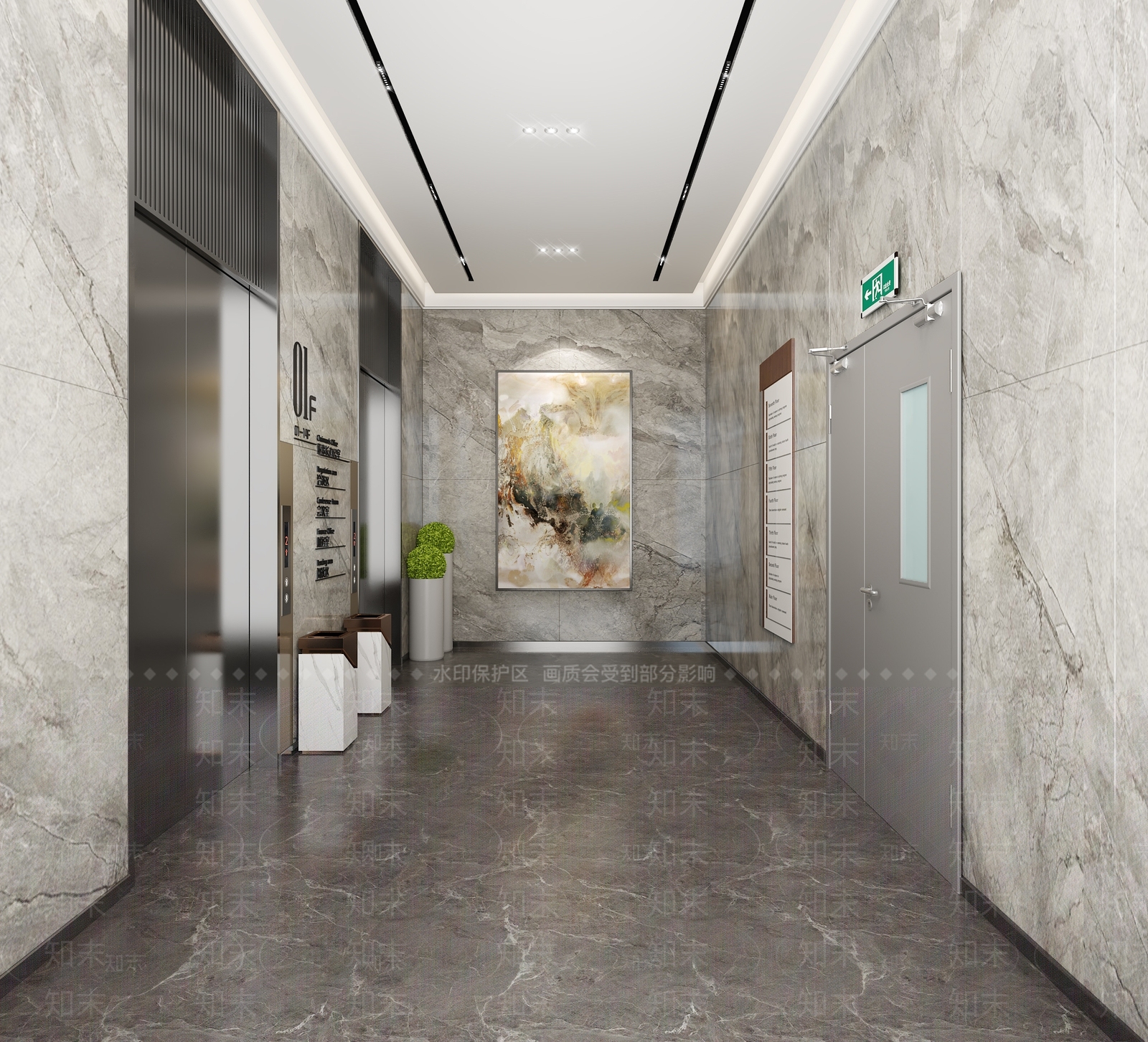 现代电梯厅SU模型下载【ID:1146260518】