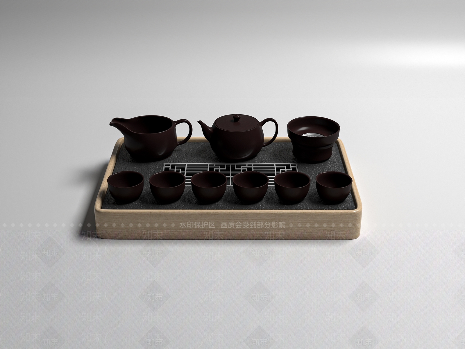 中式功夫茶具3D模型下载【ID:1146266702】