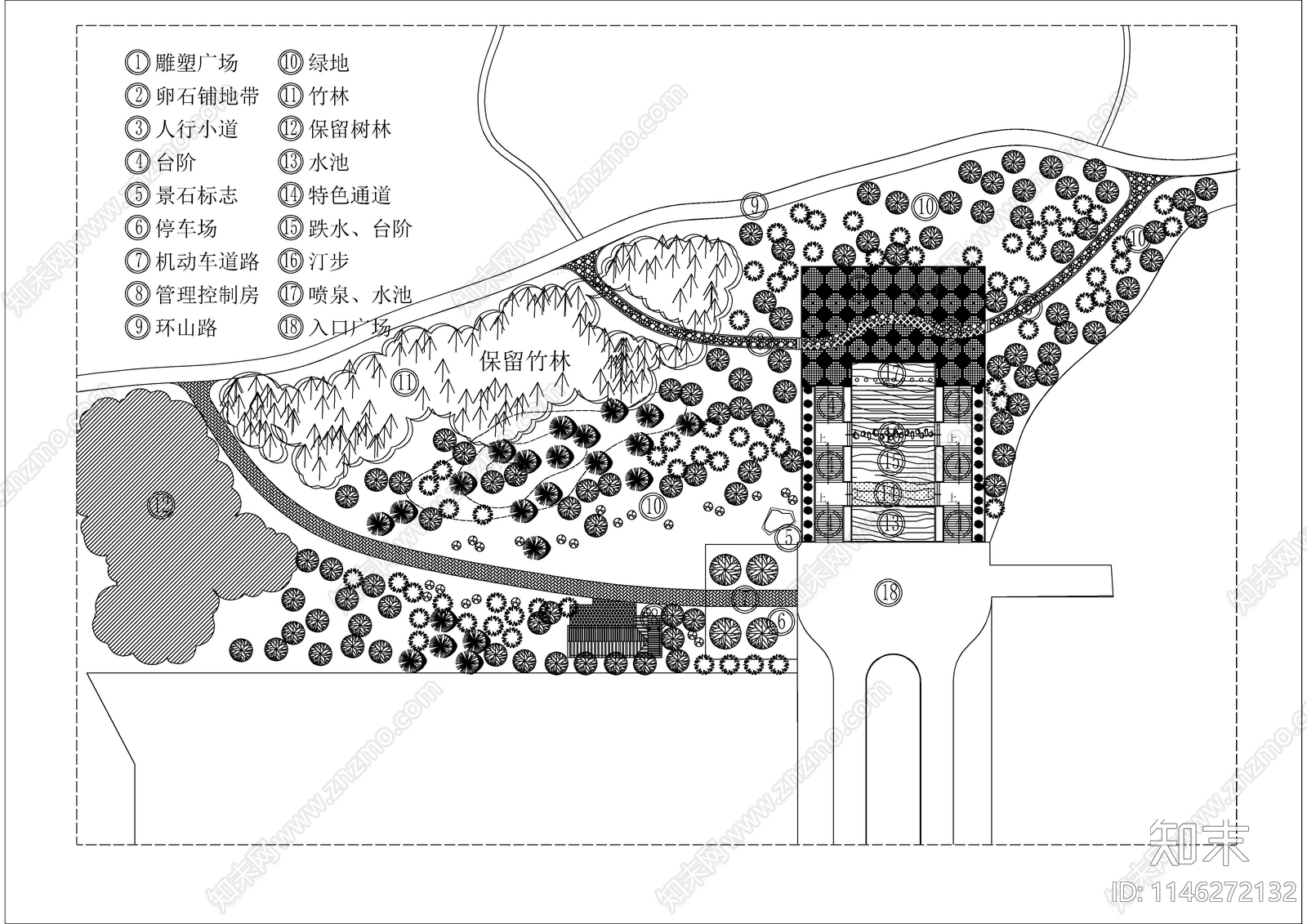 公园景观cad施工图下载【ID:1146272132】