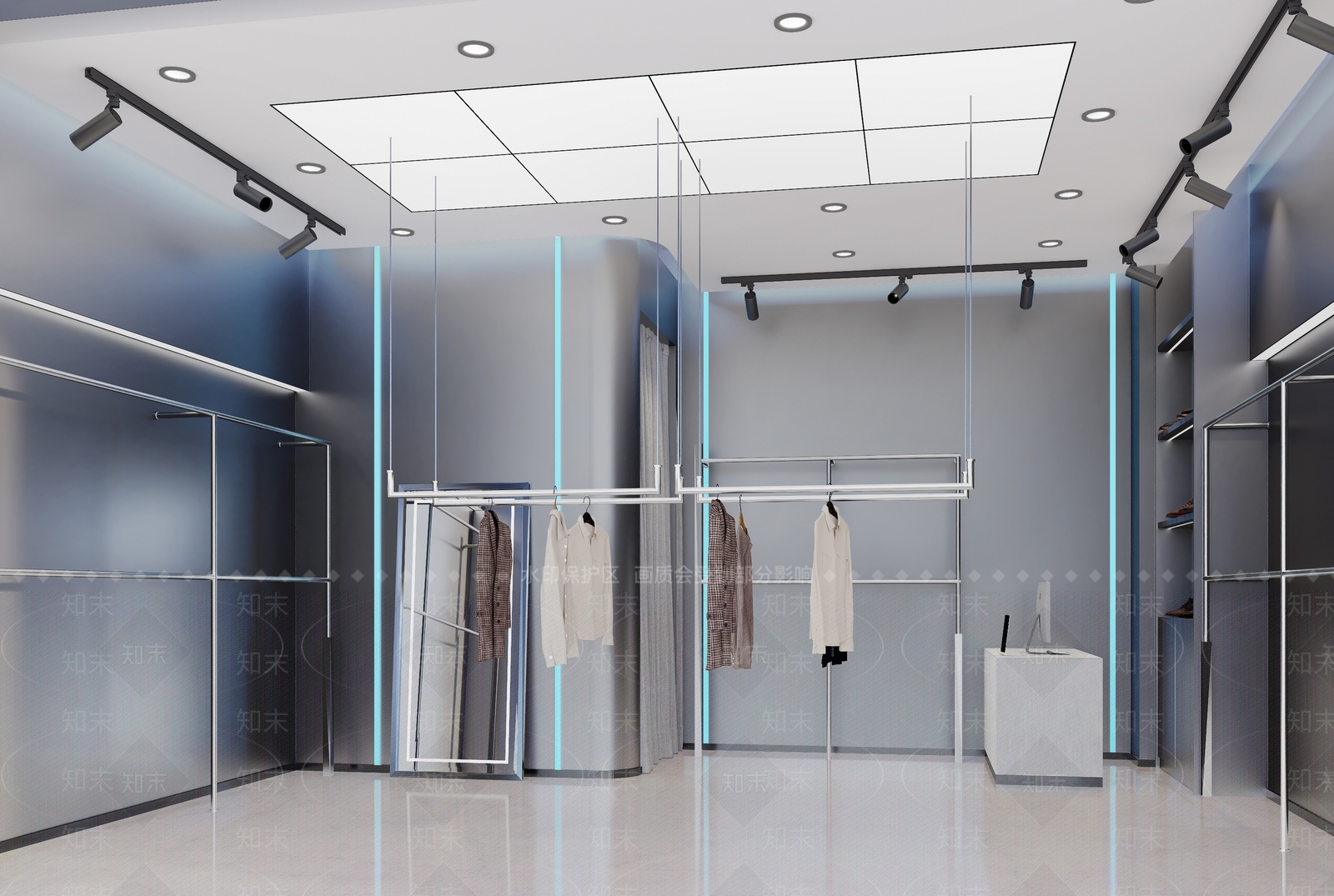 现代潮牌男装服装店3D模型下载【ID:1146277486】