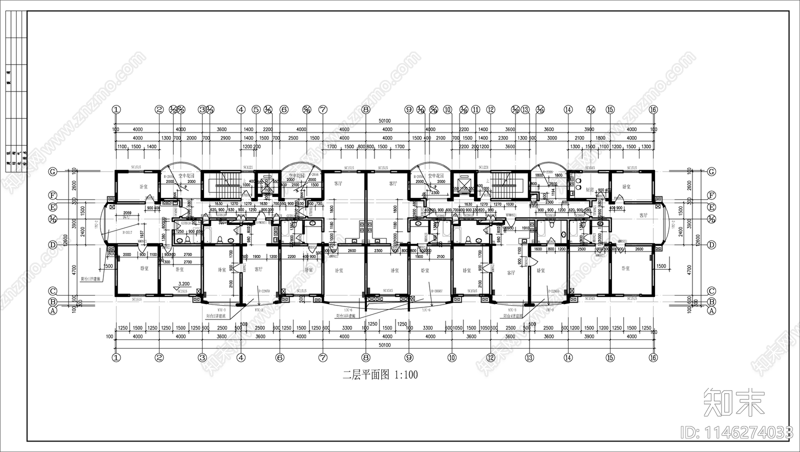 度假公寓住宅建筑cad施工图下载【ID:1146274033】