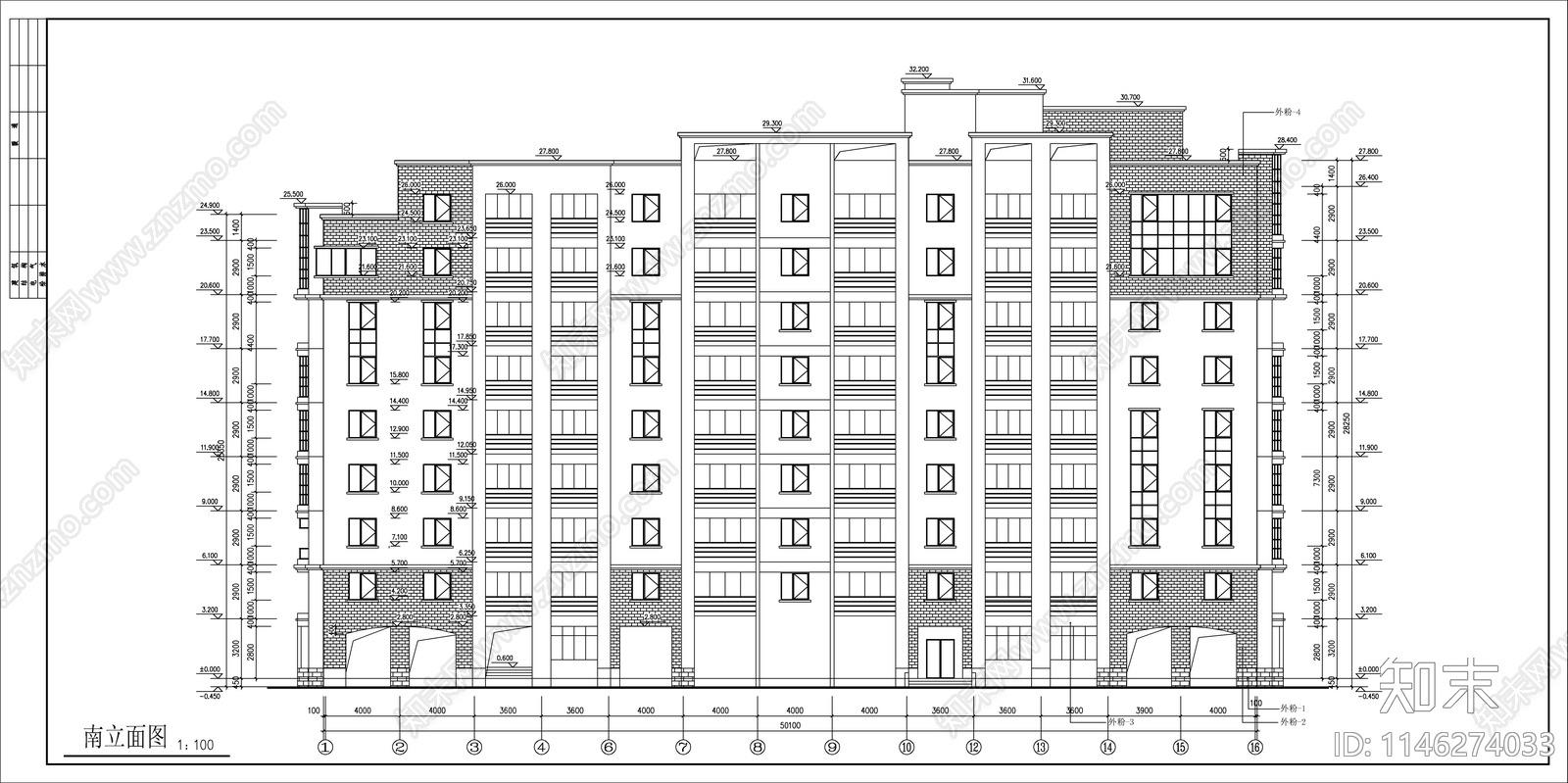 度假公寓住宅建筑cad施工图下载【ID:1146274033】