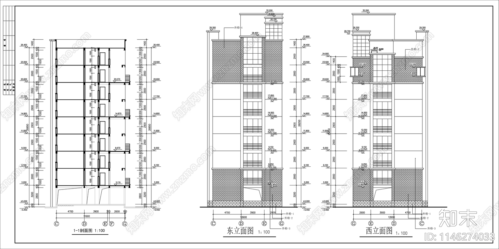 度假公寓住宅建筑cad施工图下载【ID:1146274033】