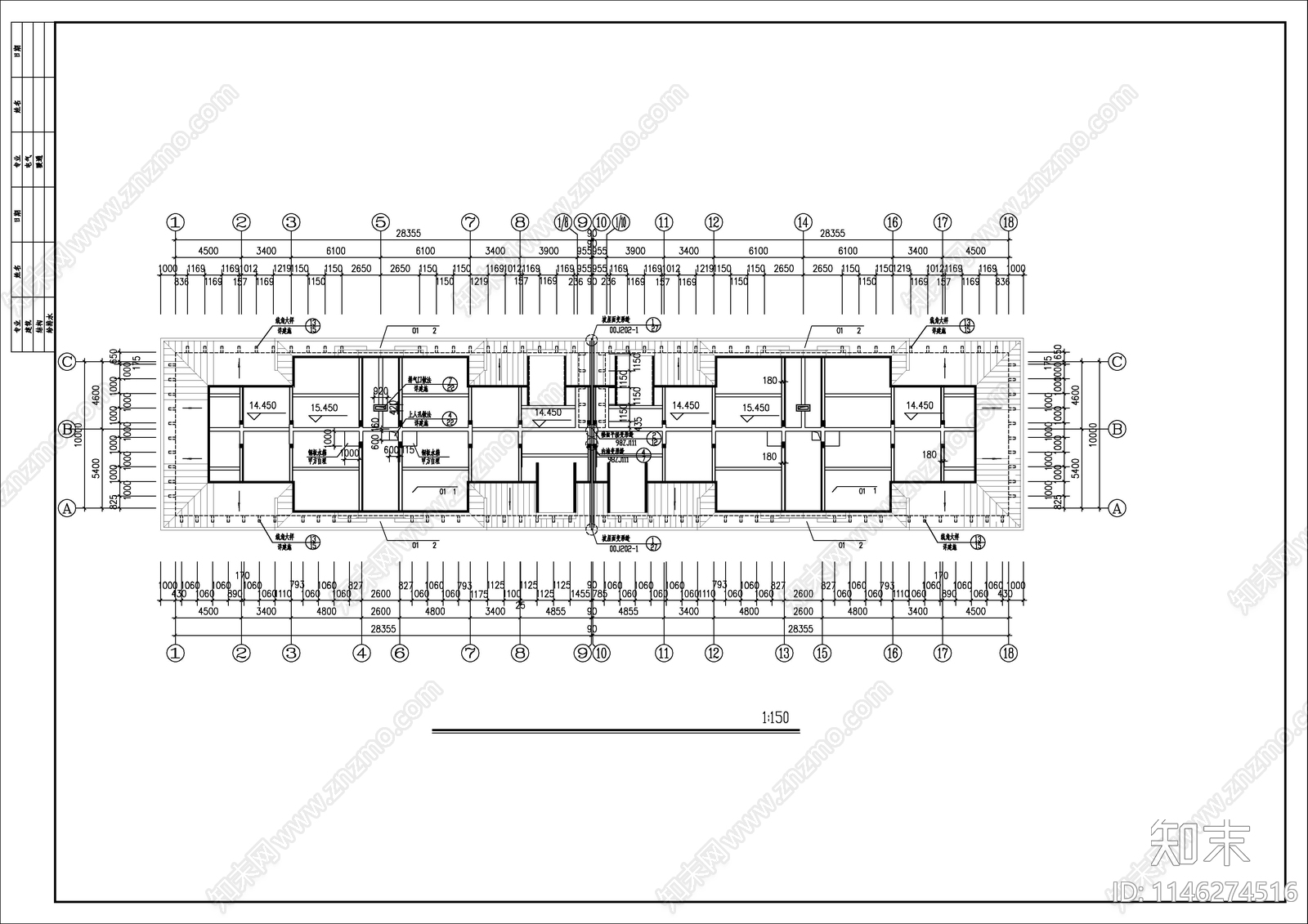 小高层住宅建筑cad施工图下载【ID:1146274516】