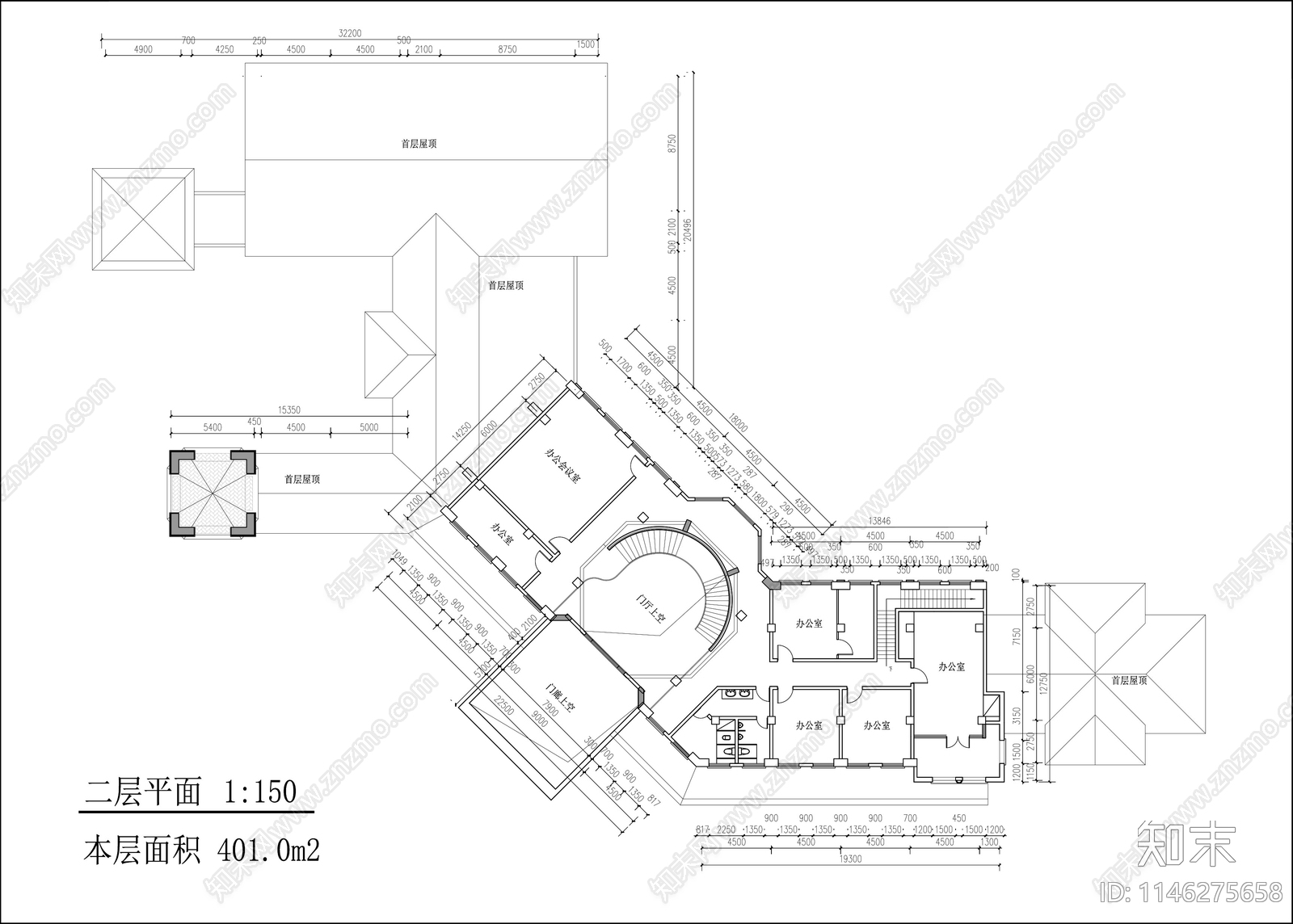 售楼处建筑cad施工图下载【ID:1146275658】