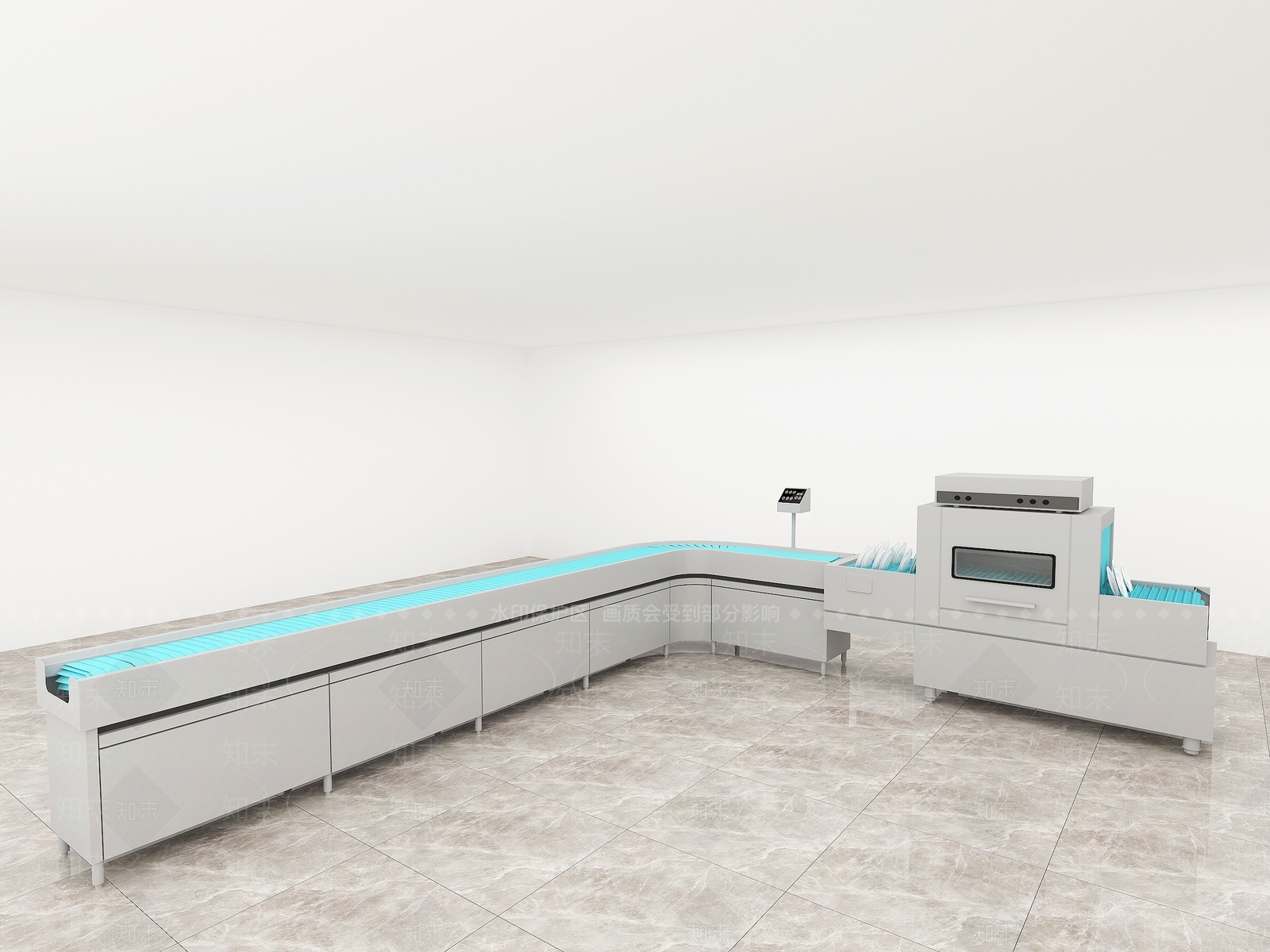 餐具回收传送带3D模型下载【ID:1146278633】