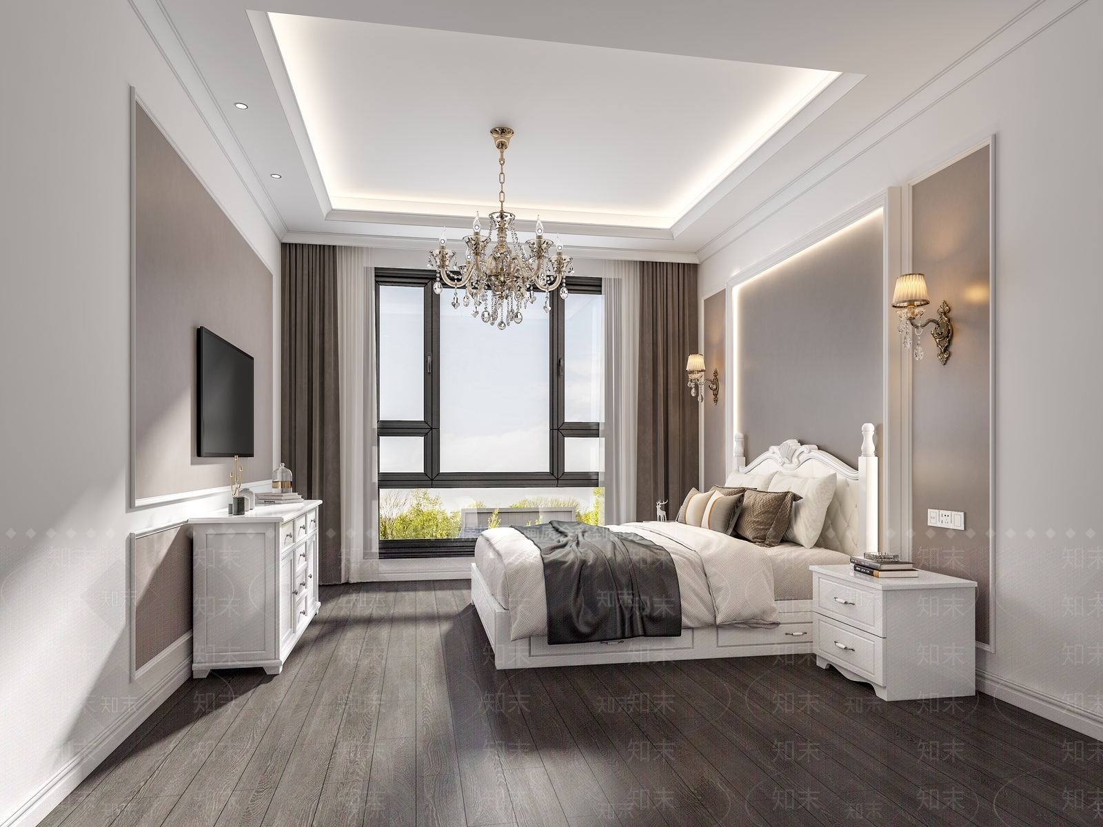 美式酒店客房3D模型下载【ID:1146284157】