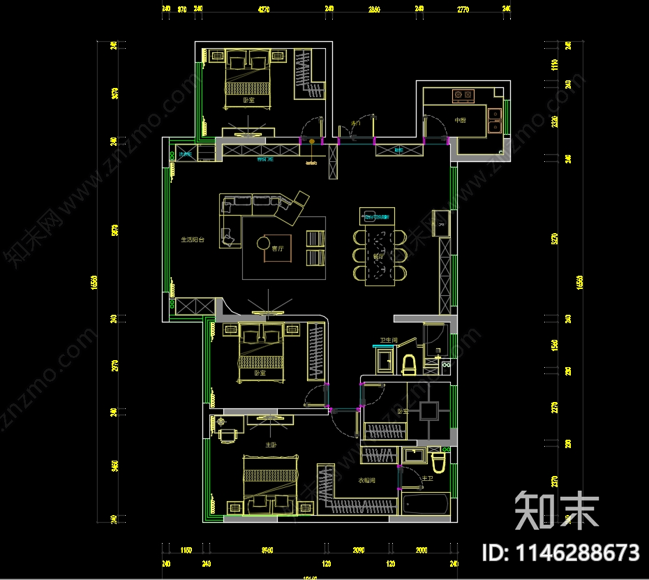 24套家装室内平面图施工图下载【ID:1146288673】