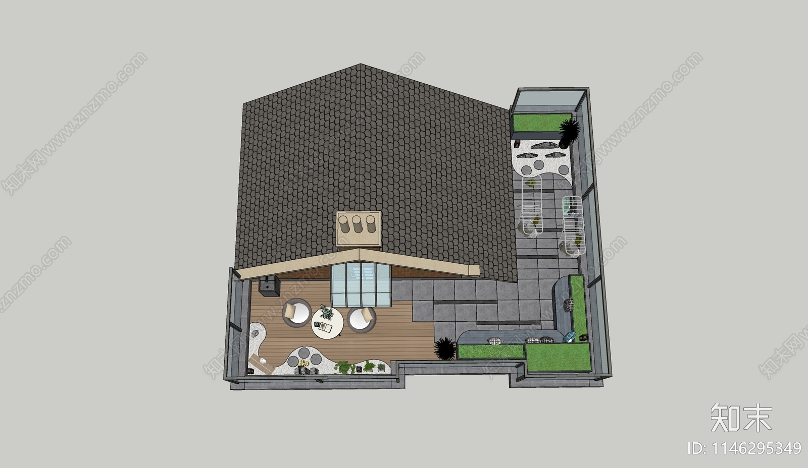 现代庭院花园SU模型下载【ID:1146295349】