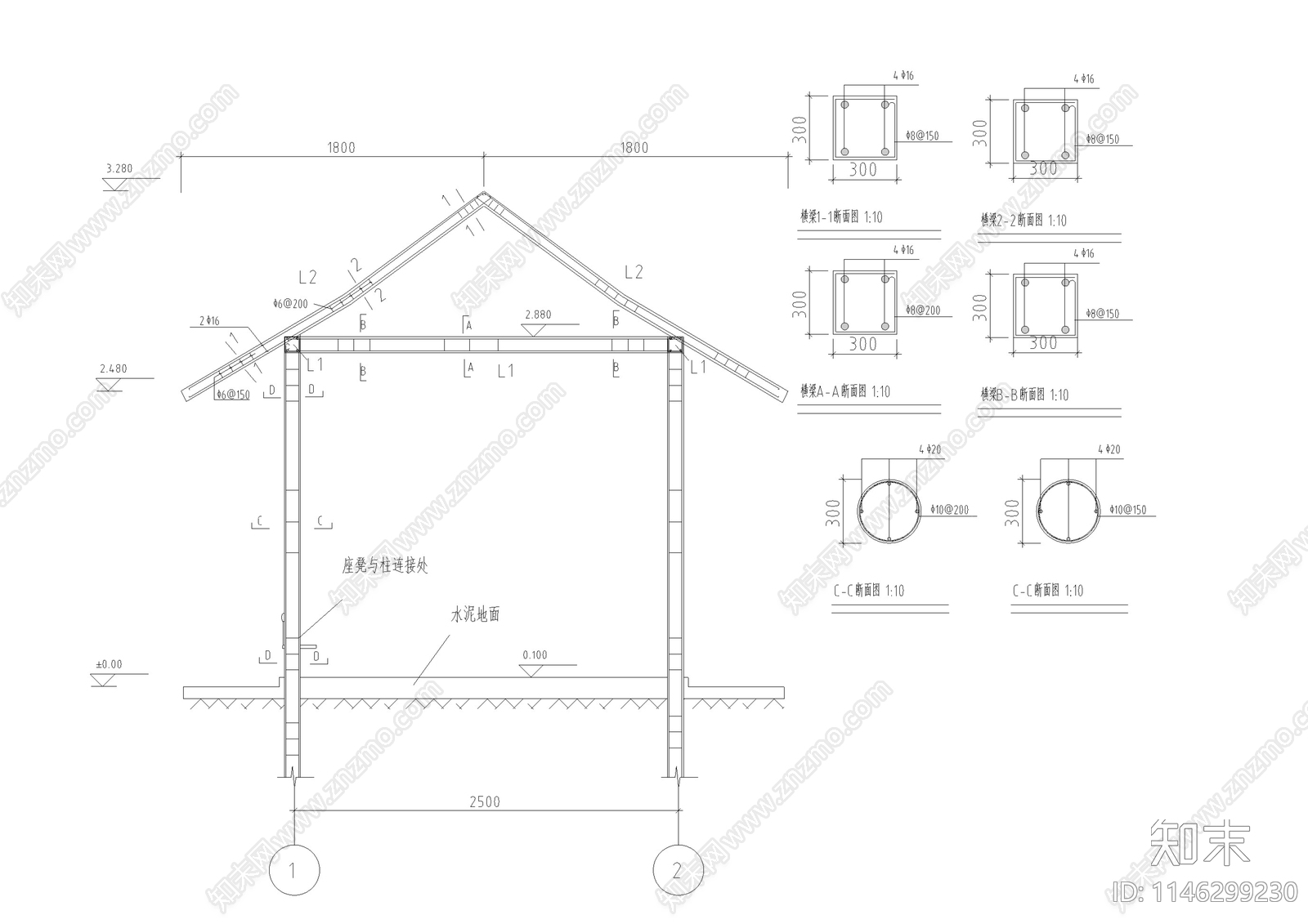 景观桥亭子节点cad施工图下载【ID:1146299230】