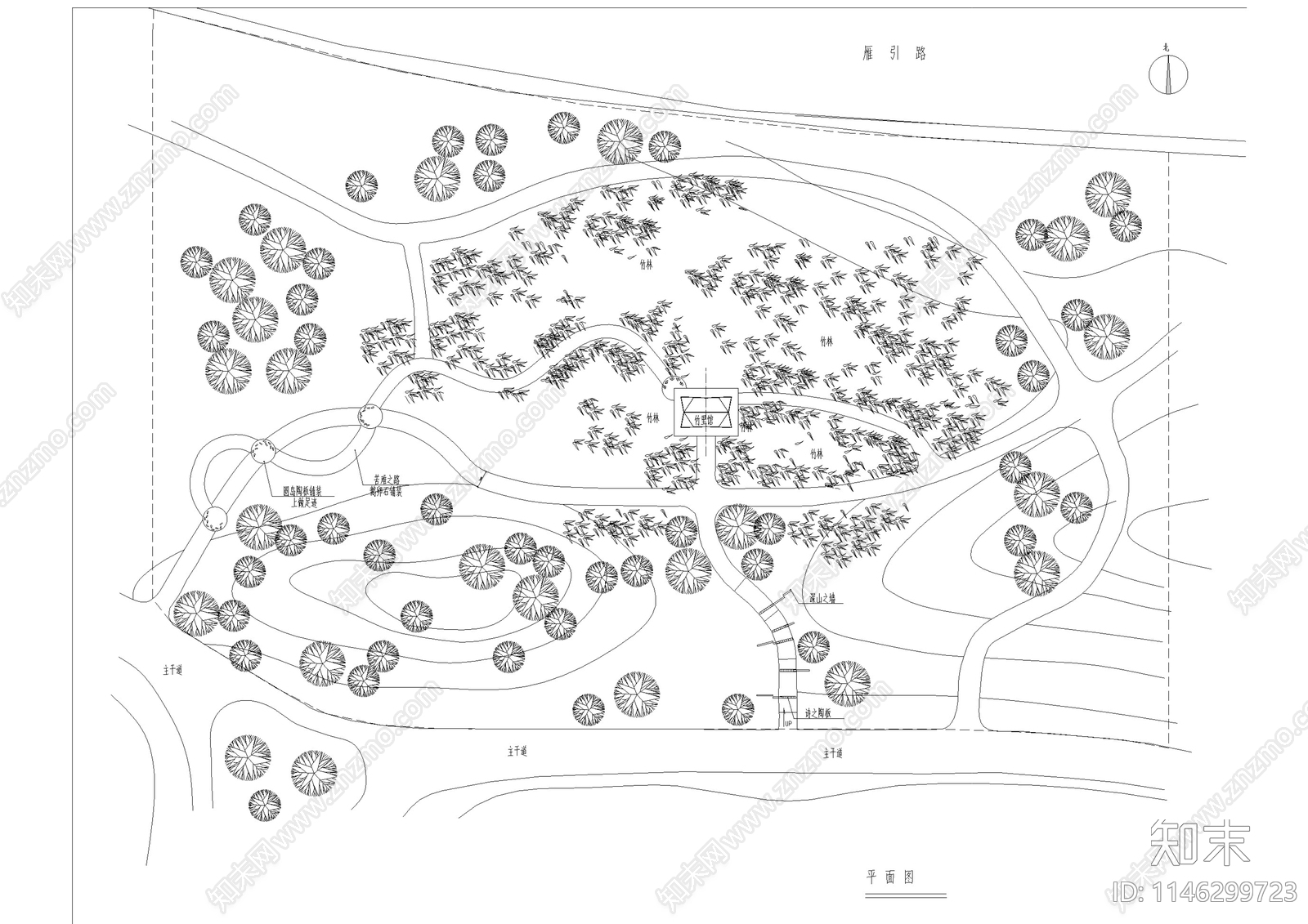 西安大唐芙蓉园竹里馆景观cad施工图下载【ID:1146299723】