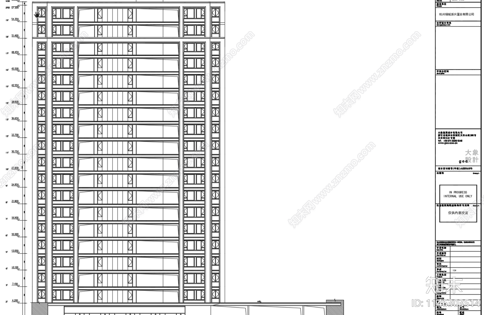 高层住宅玻璃幕墙cad施工图下载【ID:1146303514】