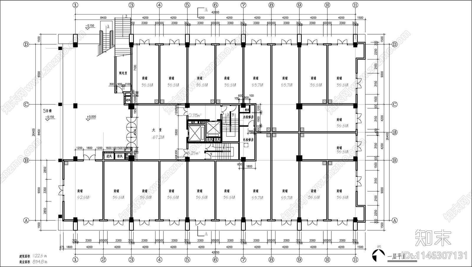 商业综合楼建筑cad施工图下载【ID:1146307131】