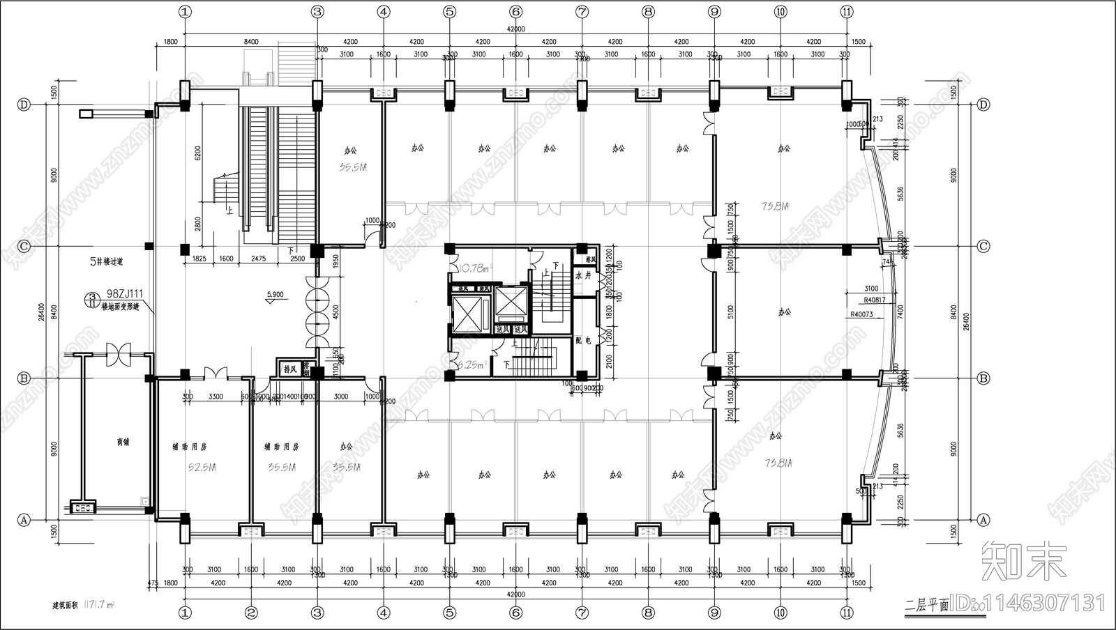 商业综合楼建筑cad施工图下载【ID:1146307131】