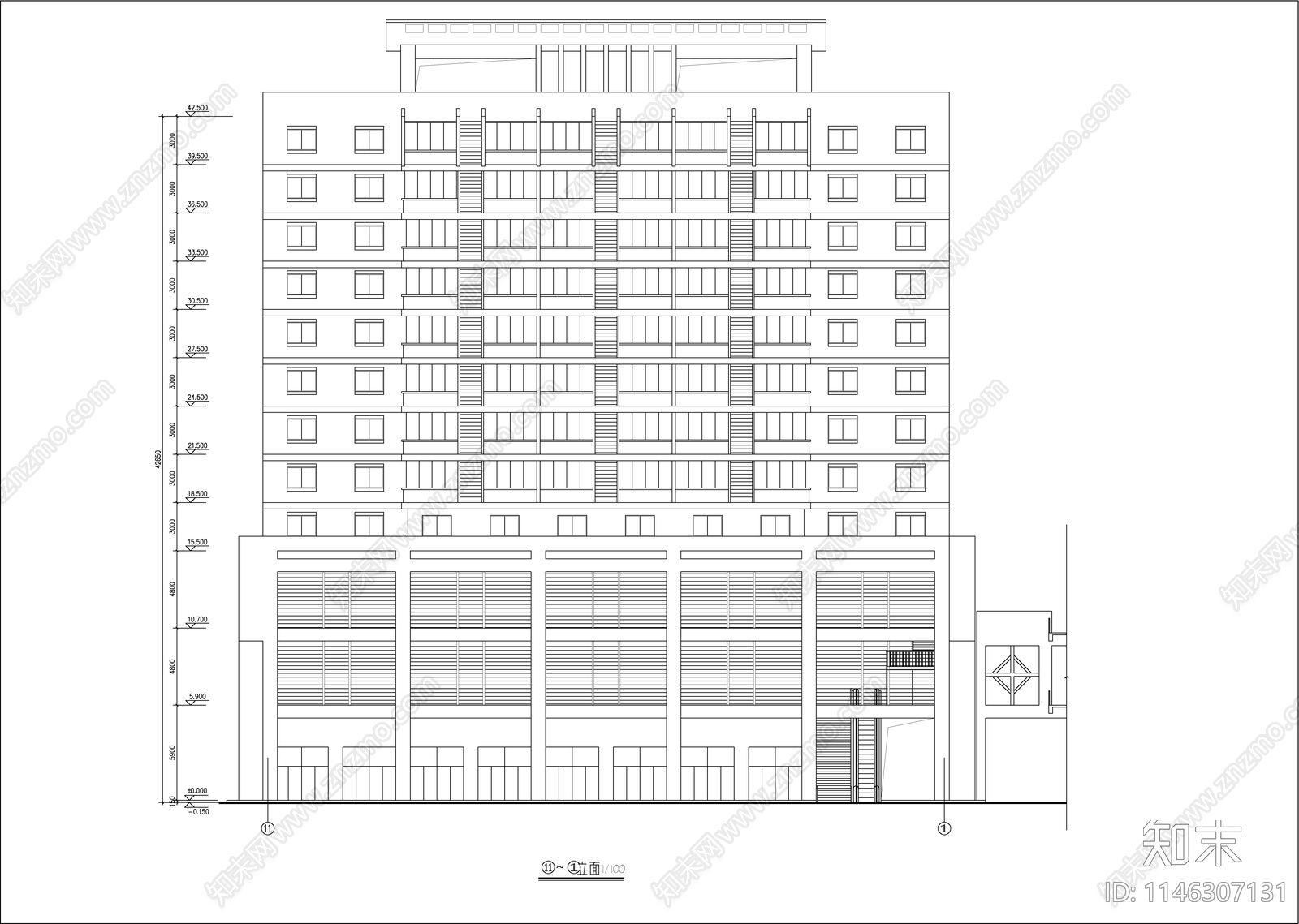 商业综合楼建筑cad施工图下载【ID:1146307131】