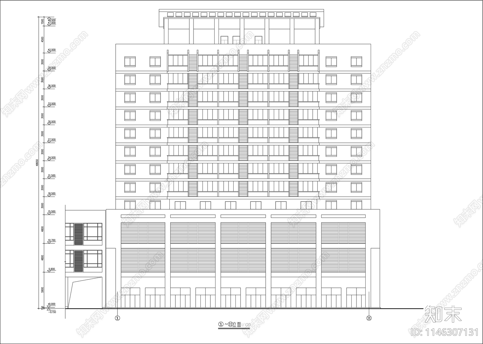 商业综合楼建筑cad施工图下载【ID:1146307131】