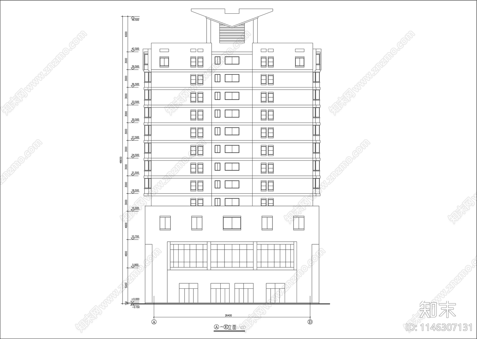 商业综合楼建筑cad施工图下载【ID:1146307131】