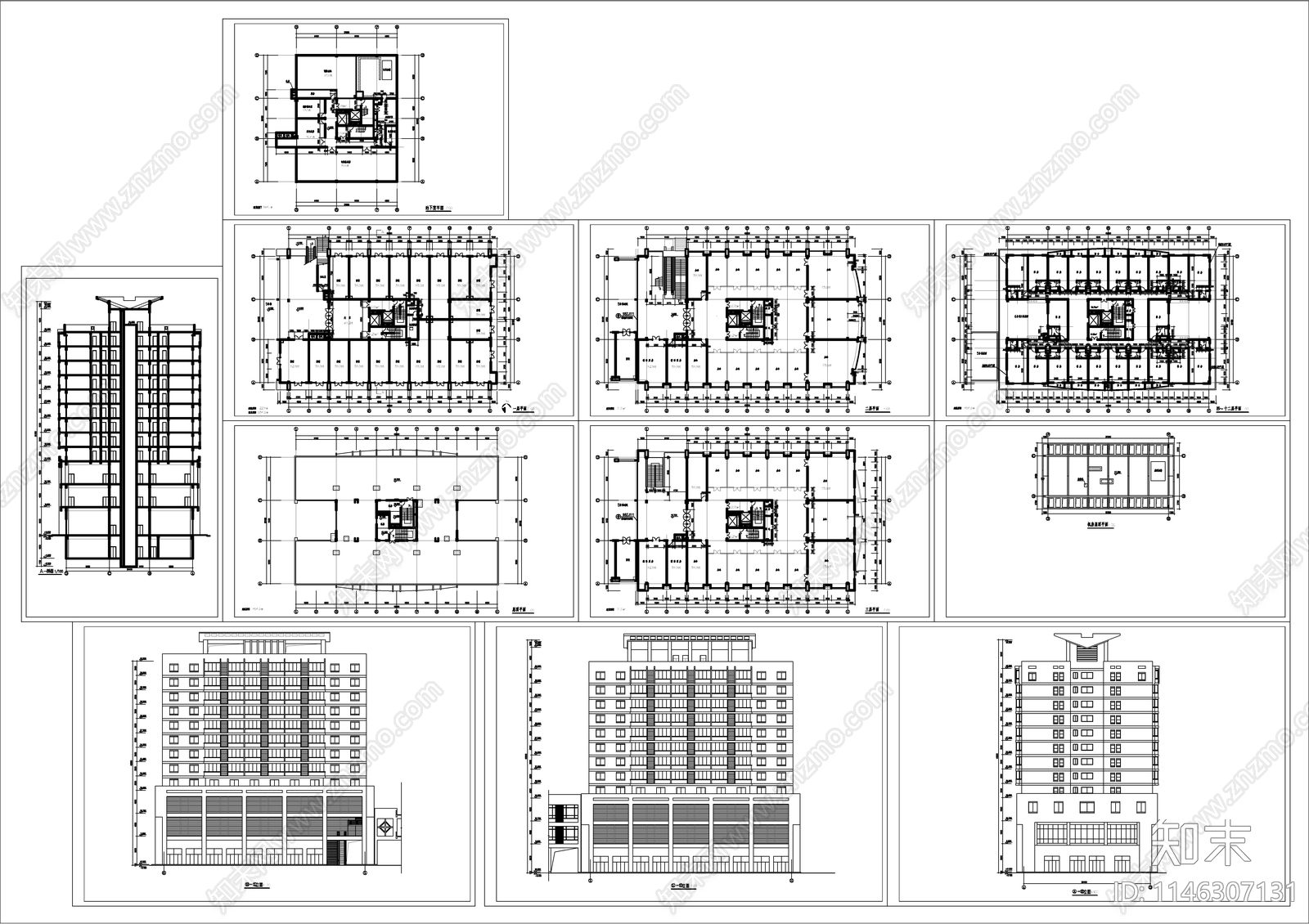 商业综合楼建筑cad施工图下载【ID:1146307131】