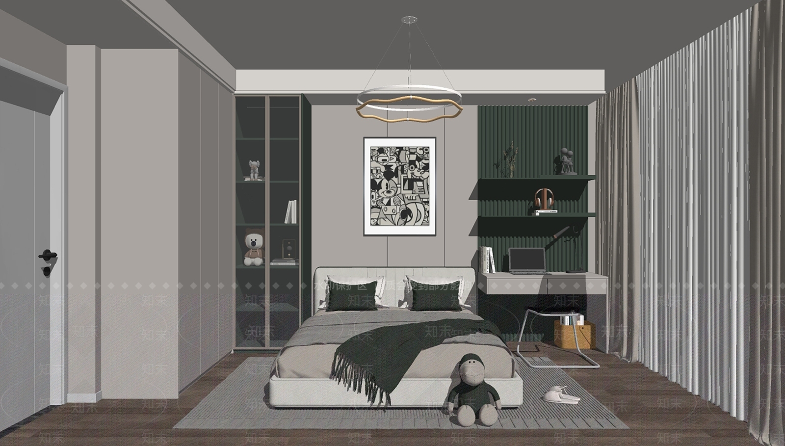现代儿童房SU模型下载【ID:1146307723】