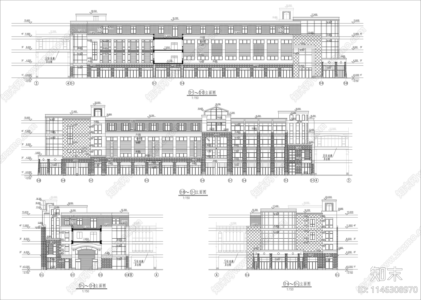 办公综合楼建筑cad施工图下载【ID:1146308970】
