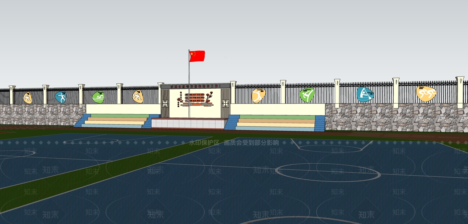 现代校园景观SU模型下载【ID:1146310859】