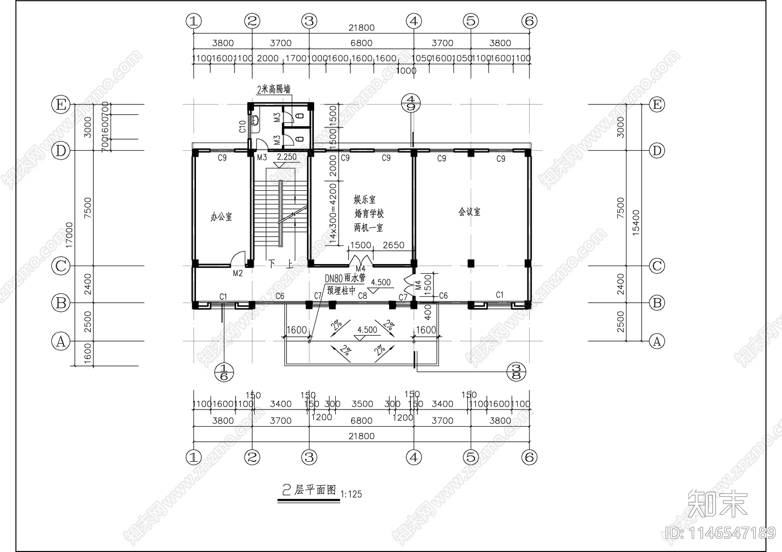 小型社区活动中心建筑cad施工图下载【ID:1146547189】