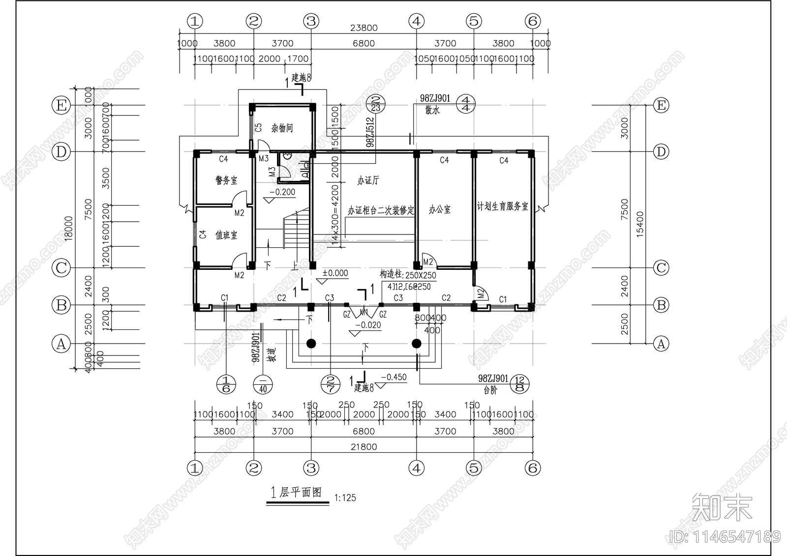 小型社区活动中心建筑cad施工图下载【ID:1146547189】