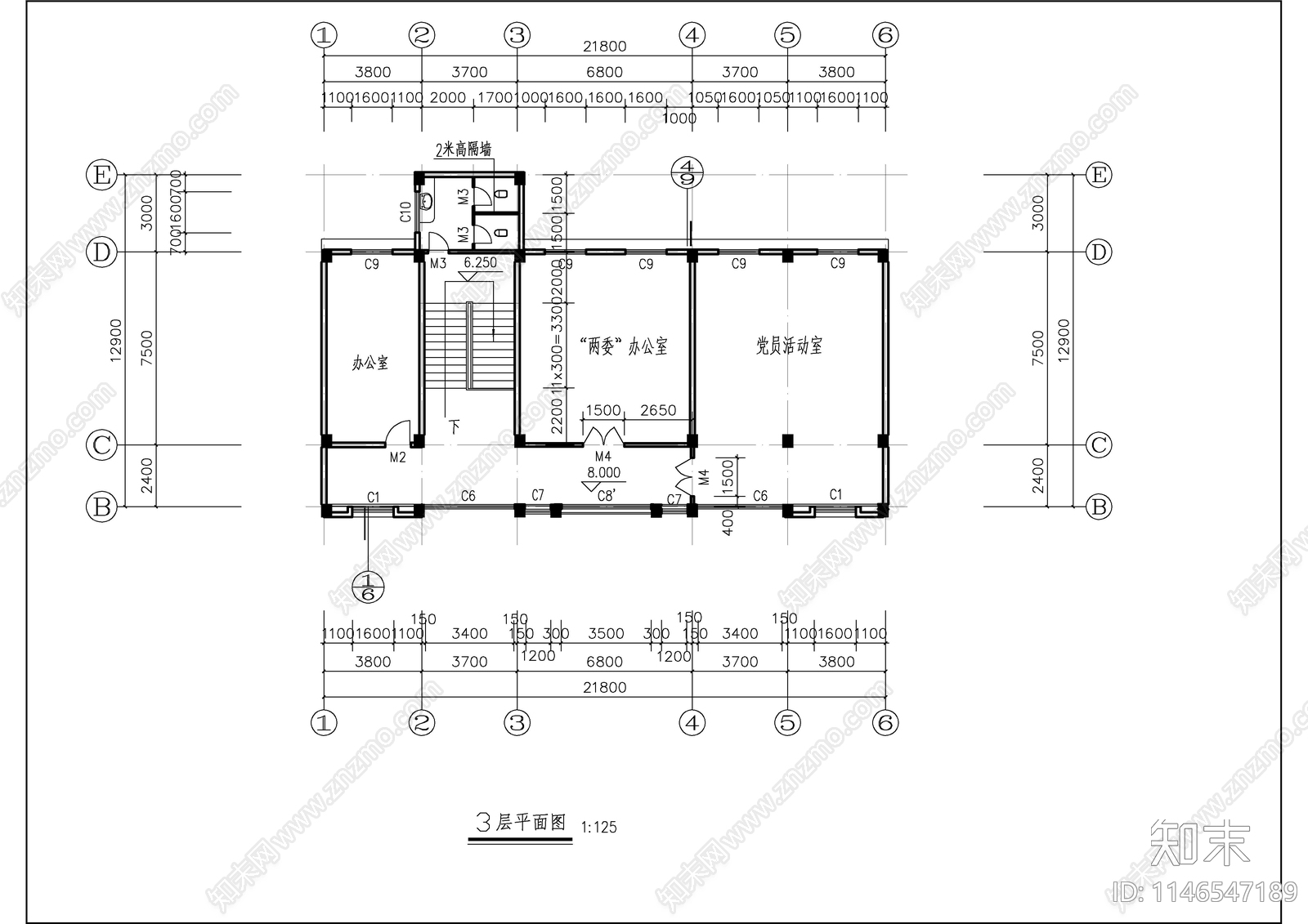 小型社区活动中心建筑cad施工图下载【ID:1146547189】