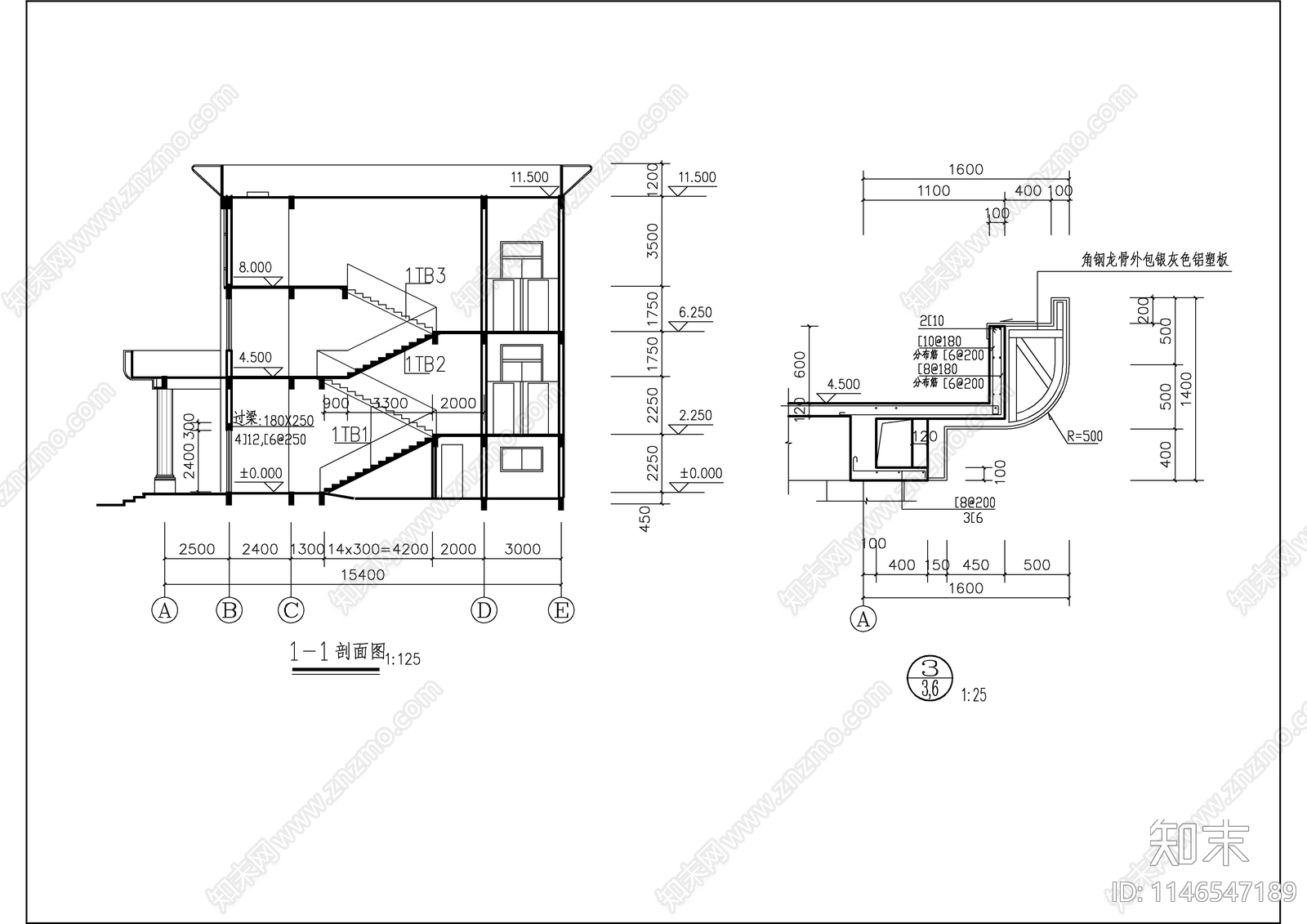 小型社区活动中心建筑cad施工图下载【ID:1146547189】