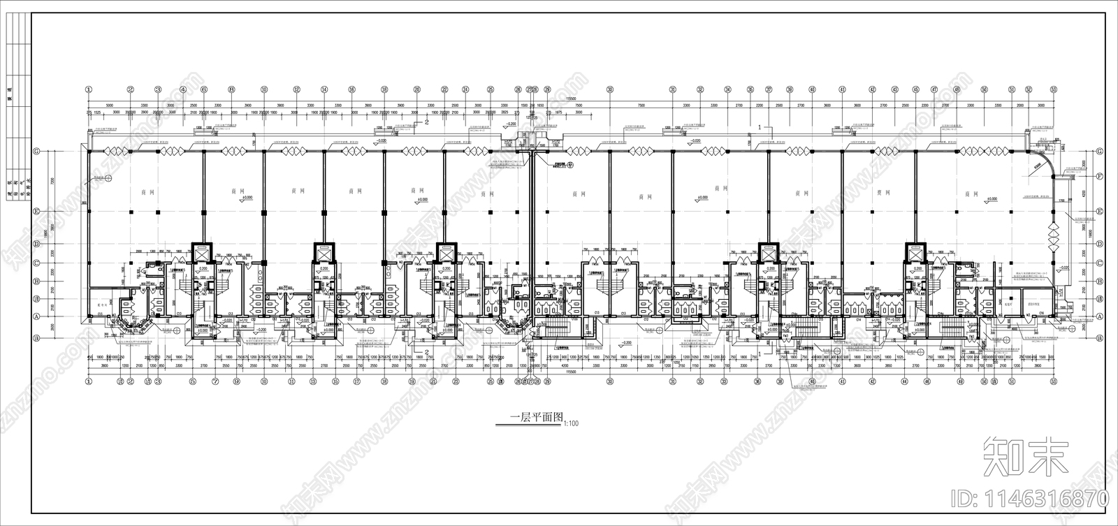 高层住宅建筑cad施工图下载【ID:1146316870】