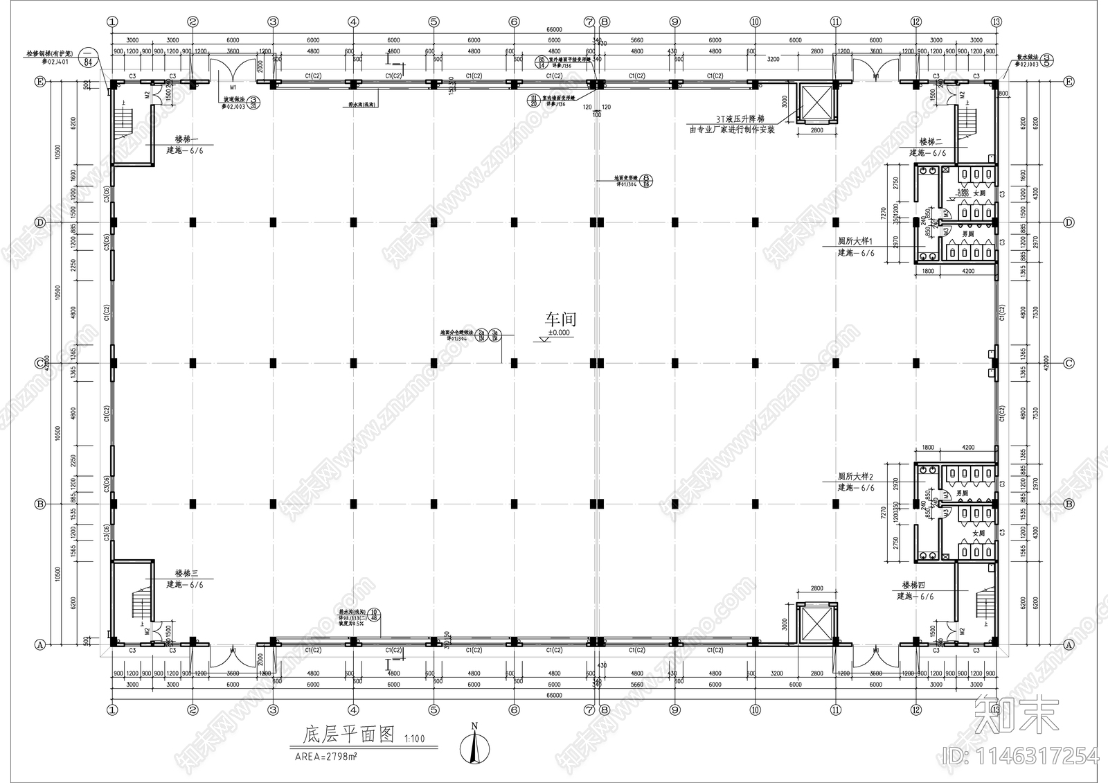 二层车间建筑详图cad施工图下载【ID:1146317254】