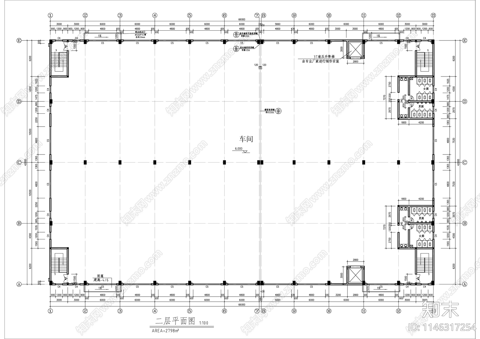 二层车间建筑详图cad施工图下载【ID:1146317254】