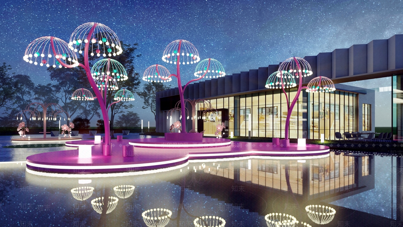 现代商业街景观灯SU模型下载【ID:1146318441】