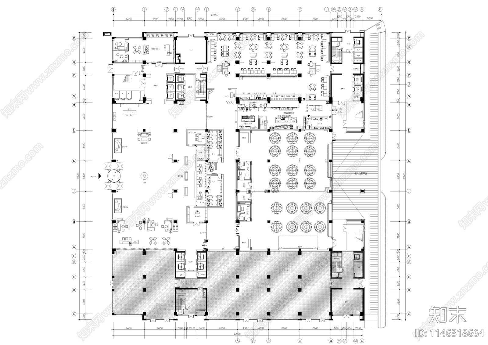 酒店一层大堂室内施工图下载【ID:1146318664】