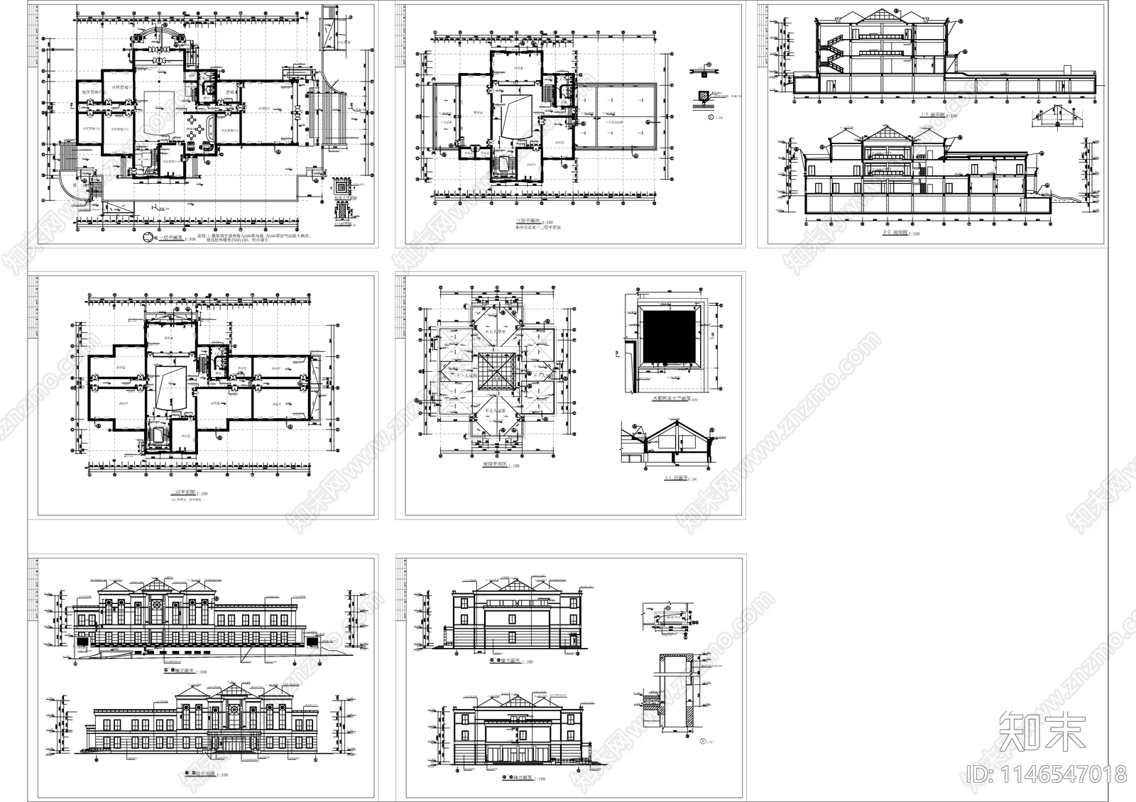 某小区会所建筑cad施工图下载【ID:1146547018】