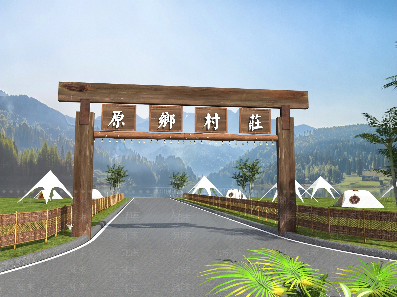 现代公园入口大门3D模型下载【ID:1146325050】