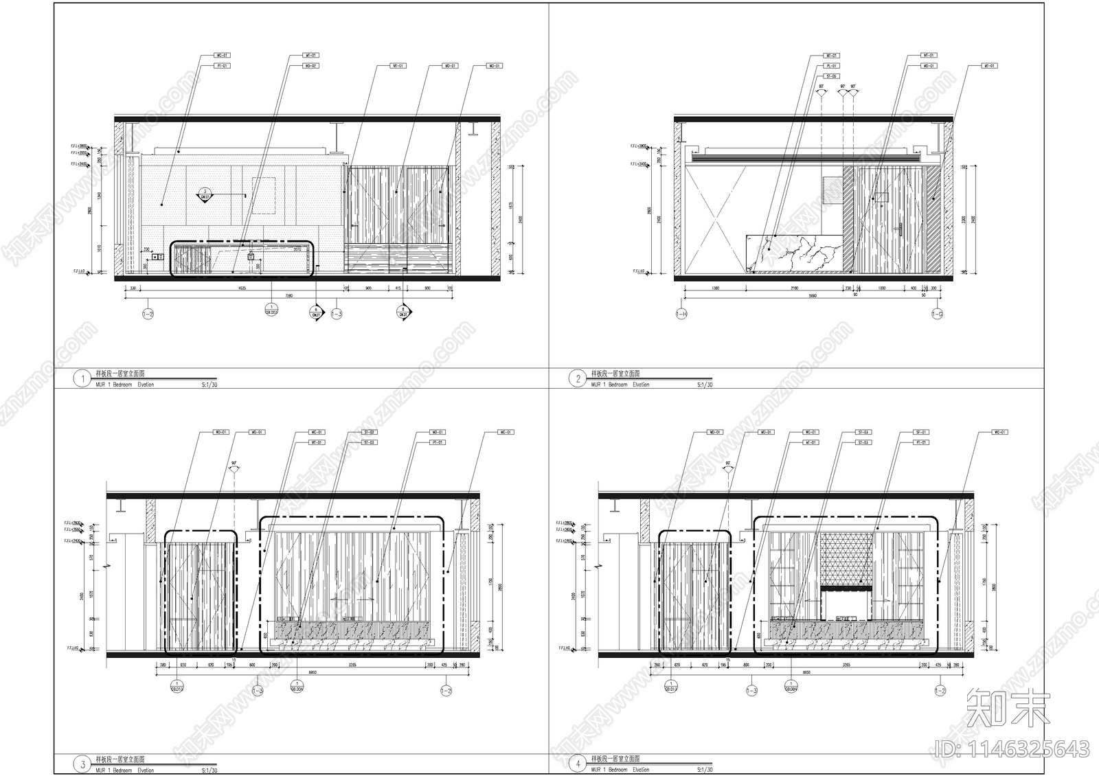 五星级酒店家庭套间室内cad施工图下载【ID:1146325643】