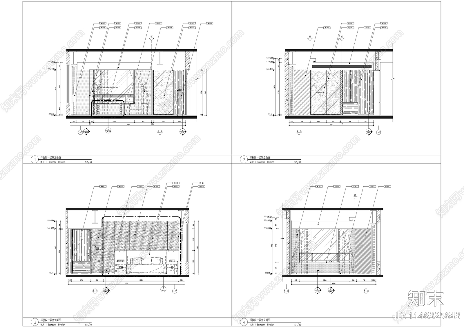 五星级酒店家庭套间室内cad施工图下载【ID:1146325643】