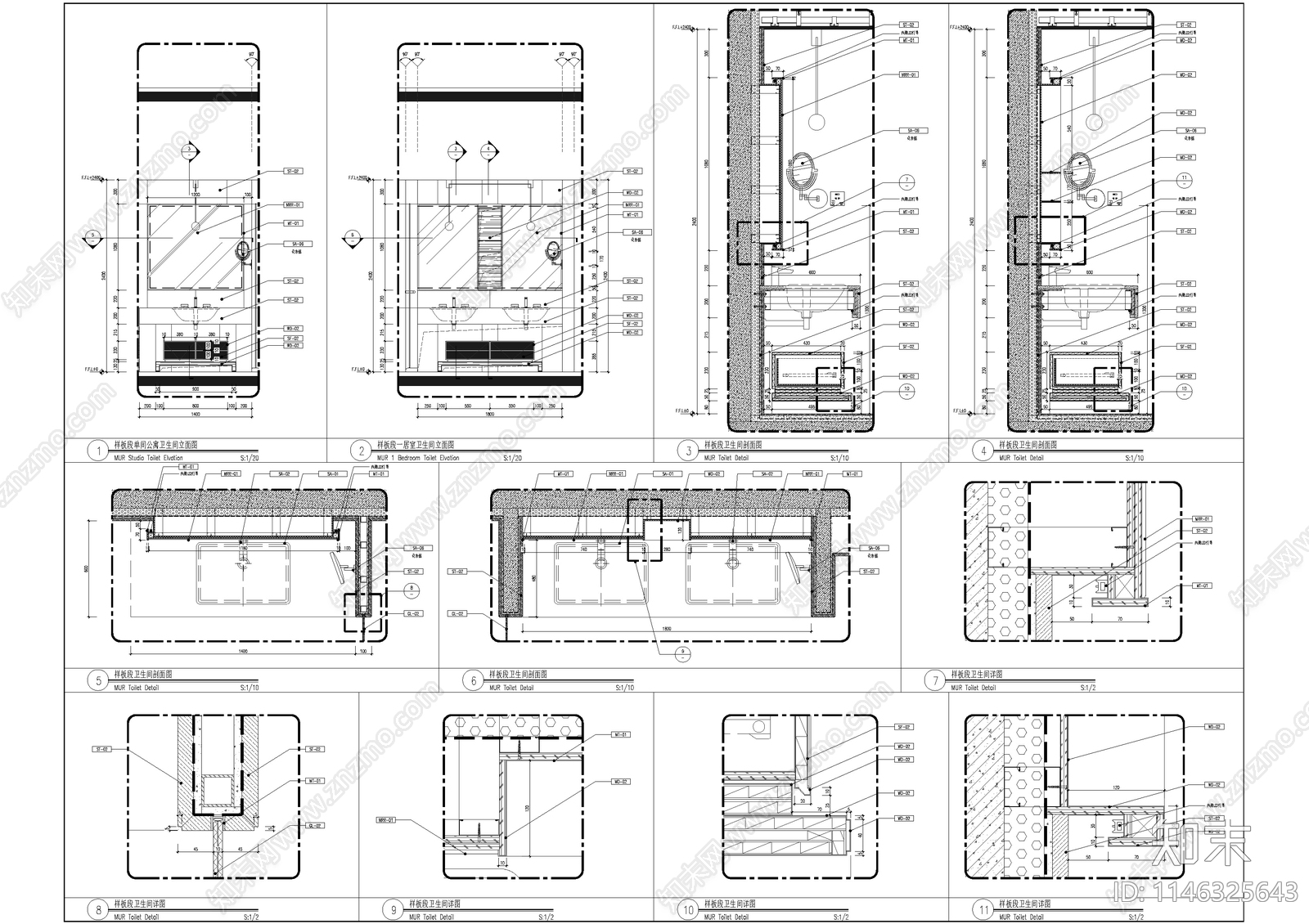五星级酒店家庭套间室内cad施工图下载【ID:1146325643】