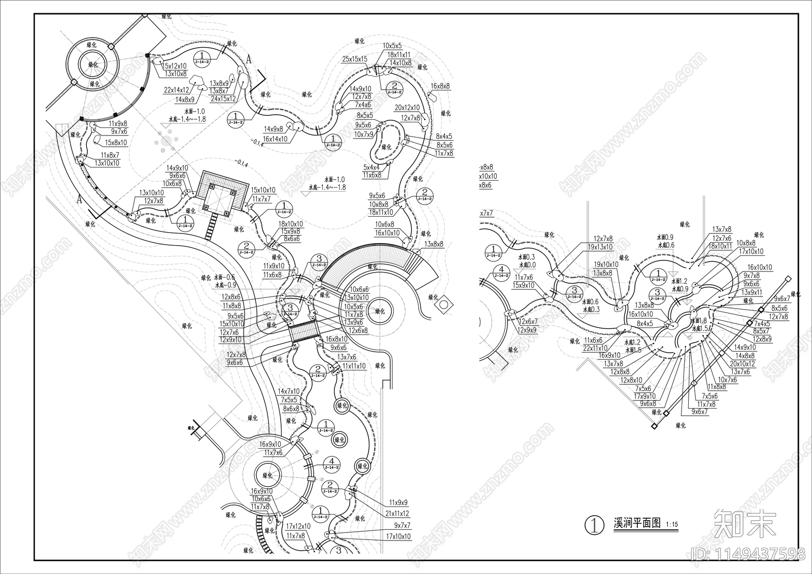 小区大型水景溪涧详图施工图下载【ID:1149437598】