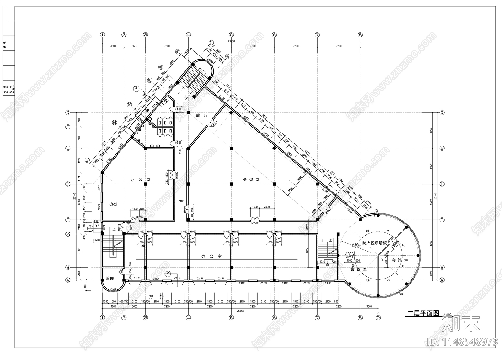 会所建筑cad施工图下载【ID:1146546979】