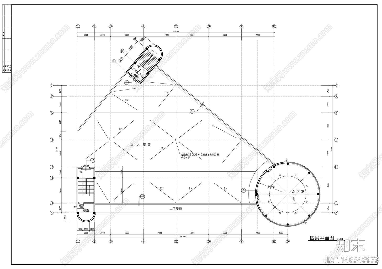 会所建筑cad施工图下载【ID:1146546979】