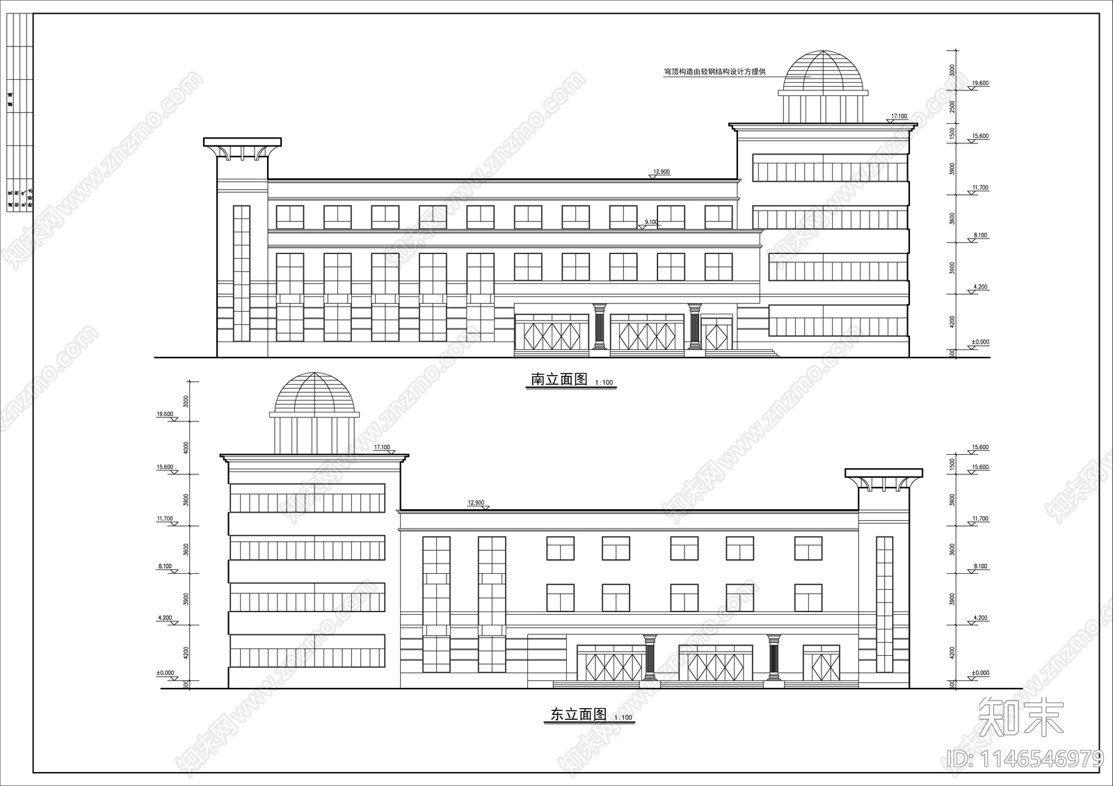 会所建筑cad施工图下载【ID:1146546979】