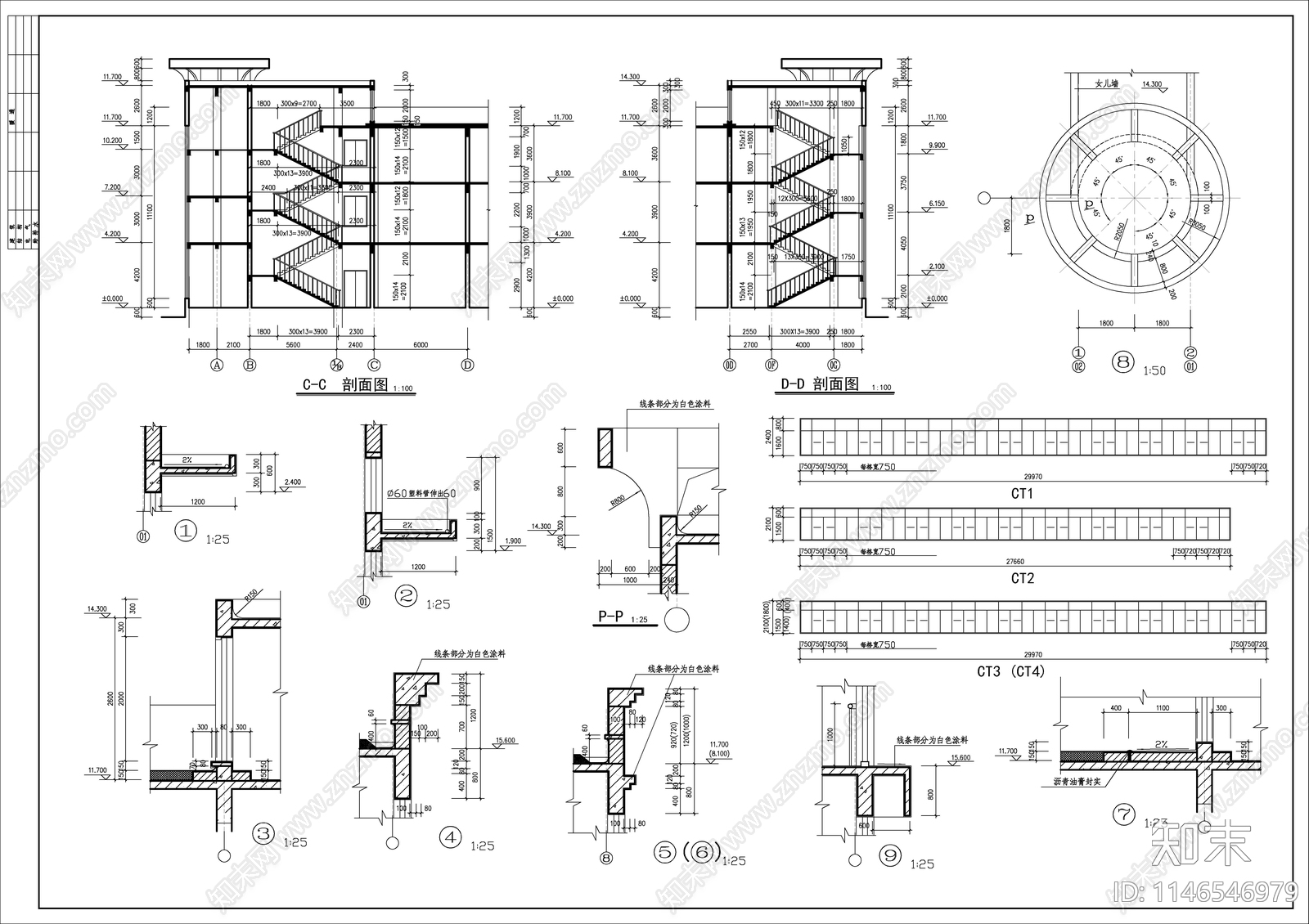 会所建筑cad施工图下载【ID:1146546979】