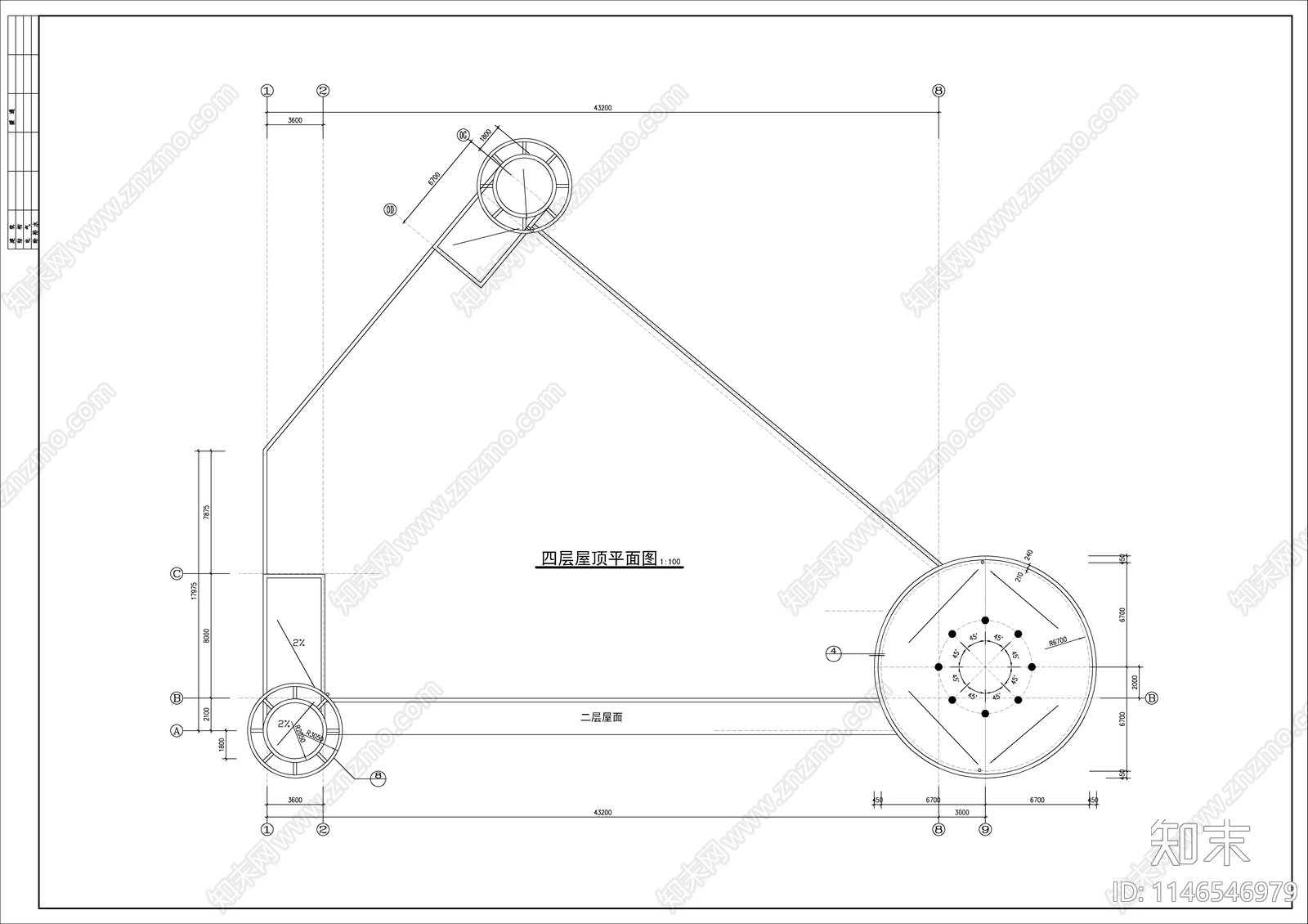 会所建筑cad施工图下载【ID:1146546979】