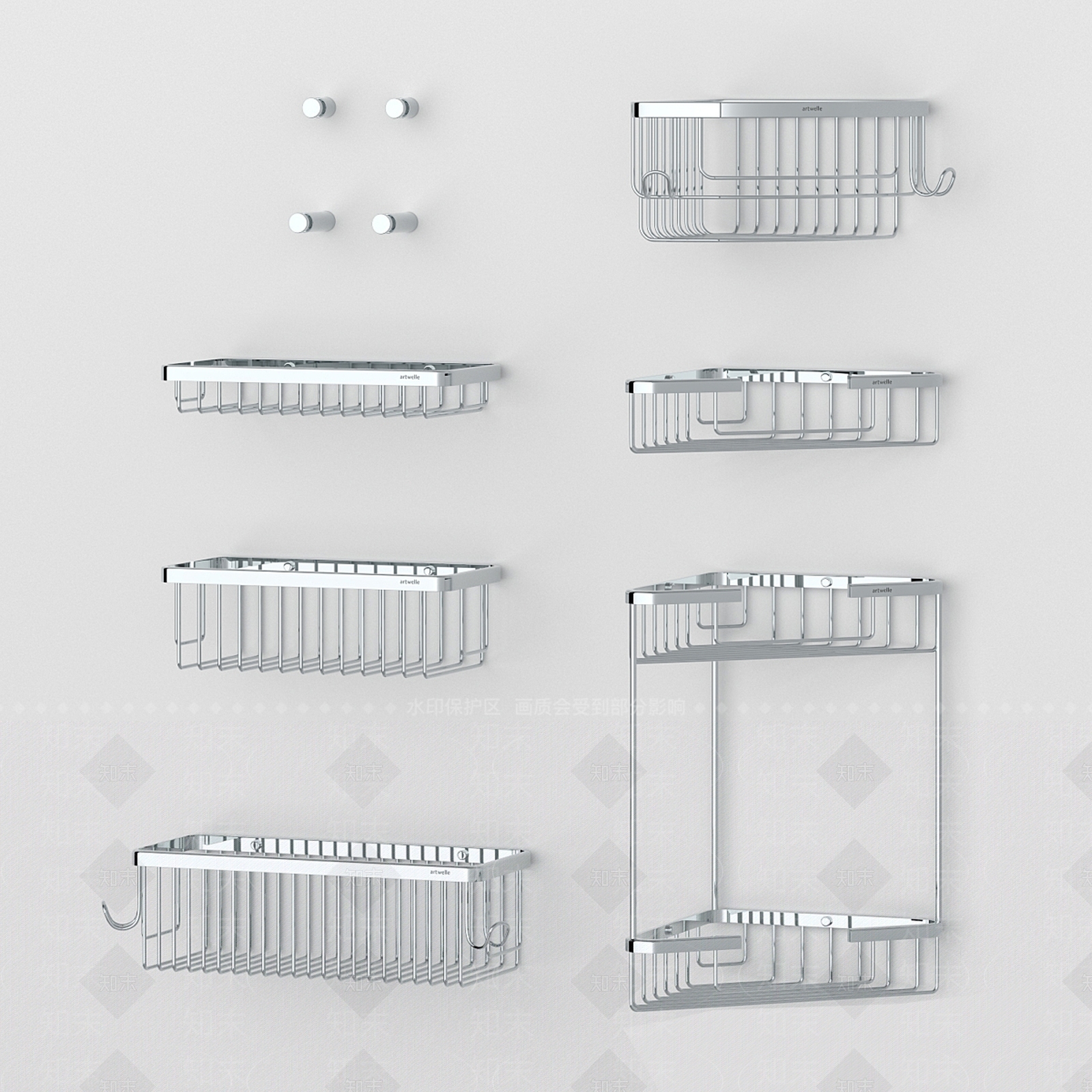 不锈钢毛巾架子3D模型下载【ID:1146332566】