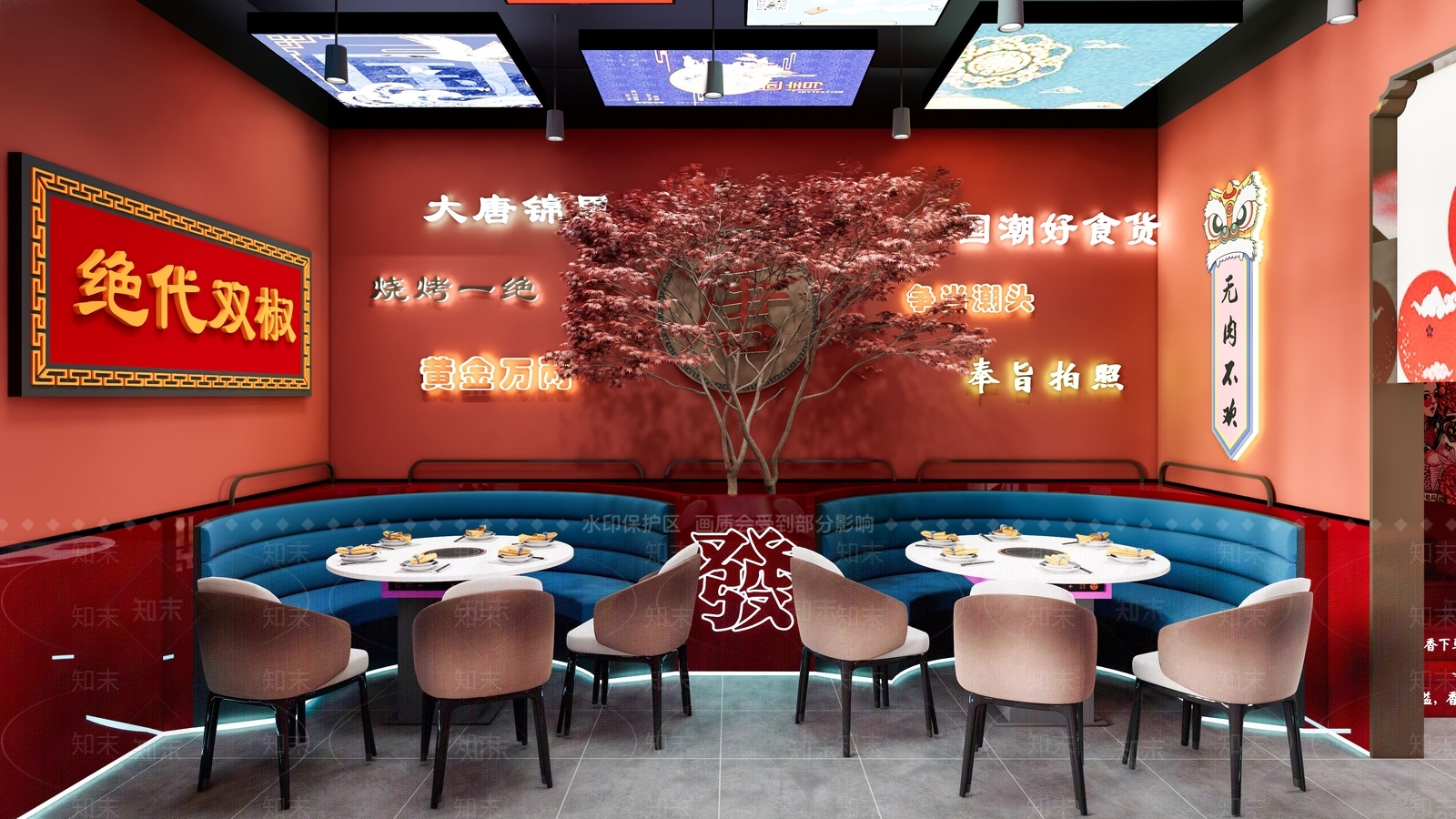 新中式火锅店SU模型下载【ID:1146334844】